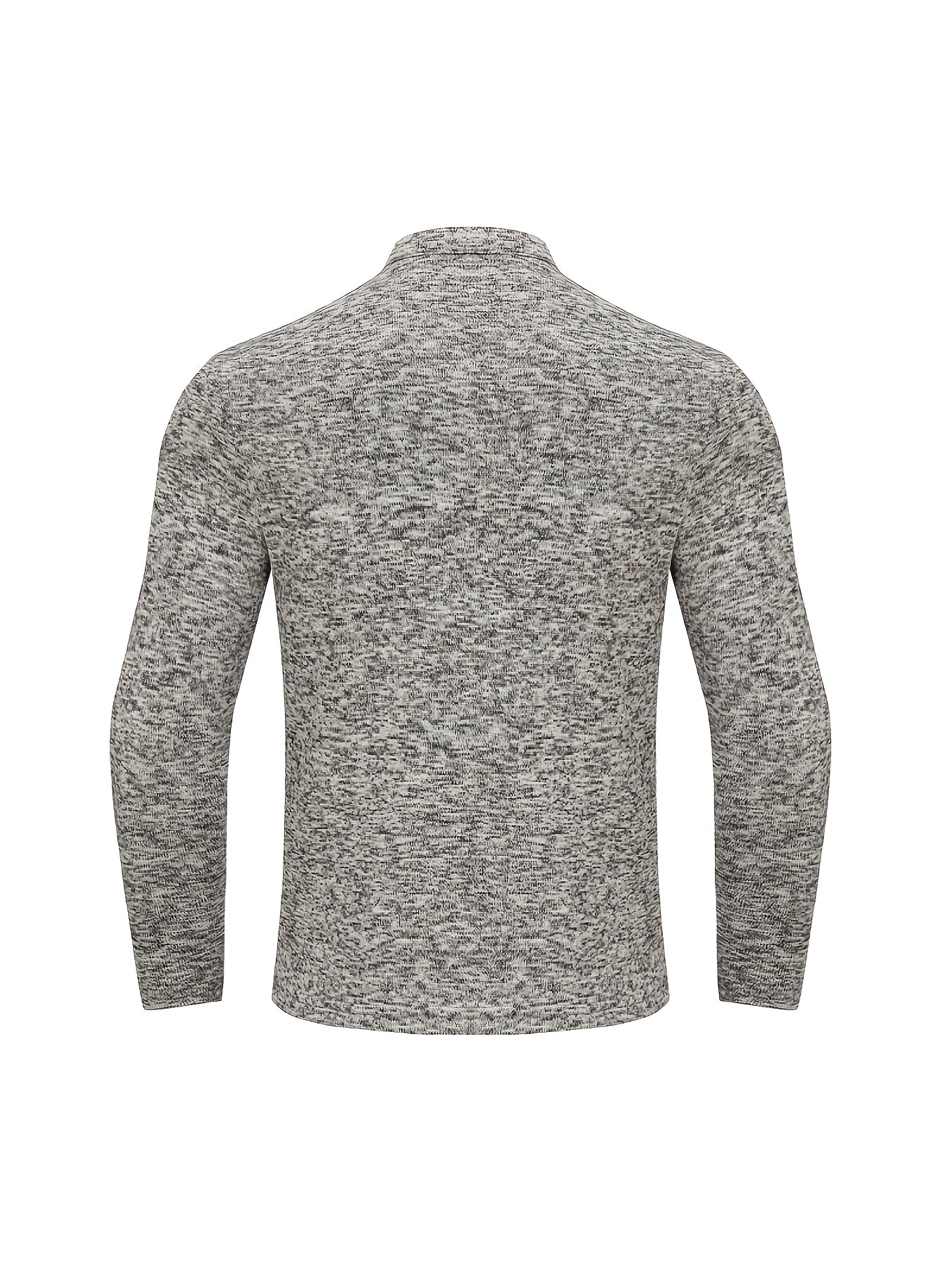 Mens Casual Knit Design Fleece Lined Long Sleeves Stand-Up Collar Chest Pocket Top