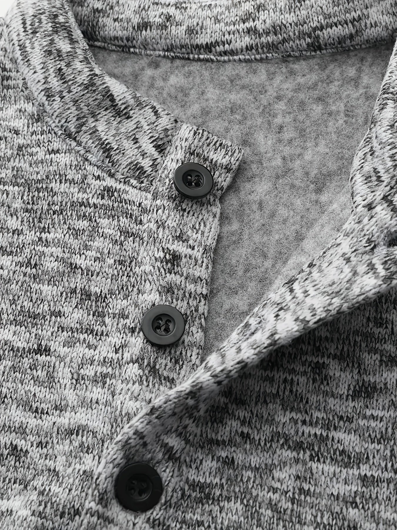 Mens Casual Knit Design Fleece Lined Long Sleeves Stand-Up Collar Chest Pocket Top