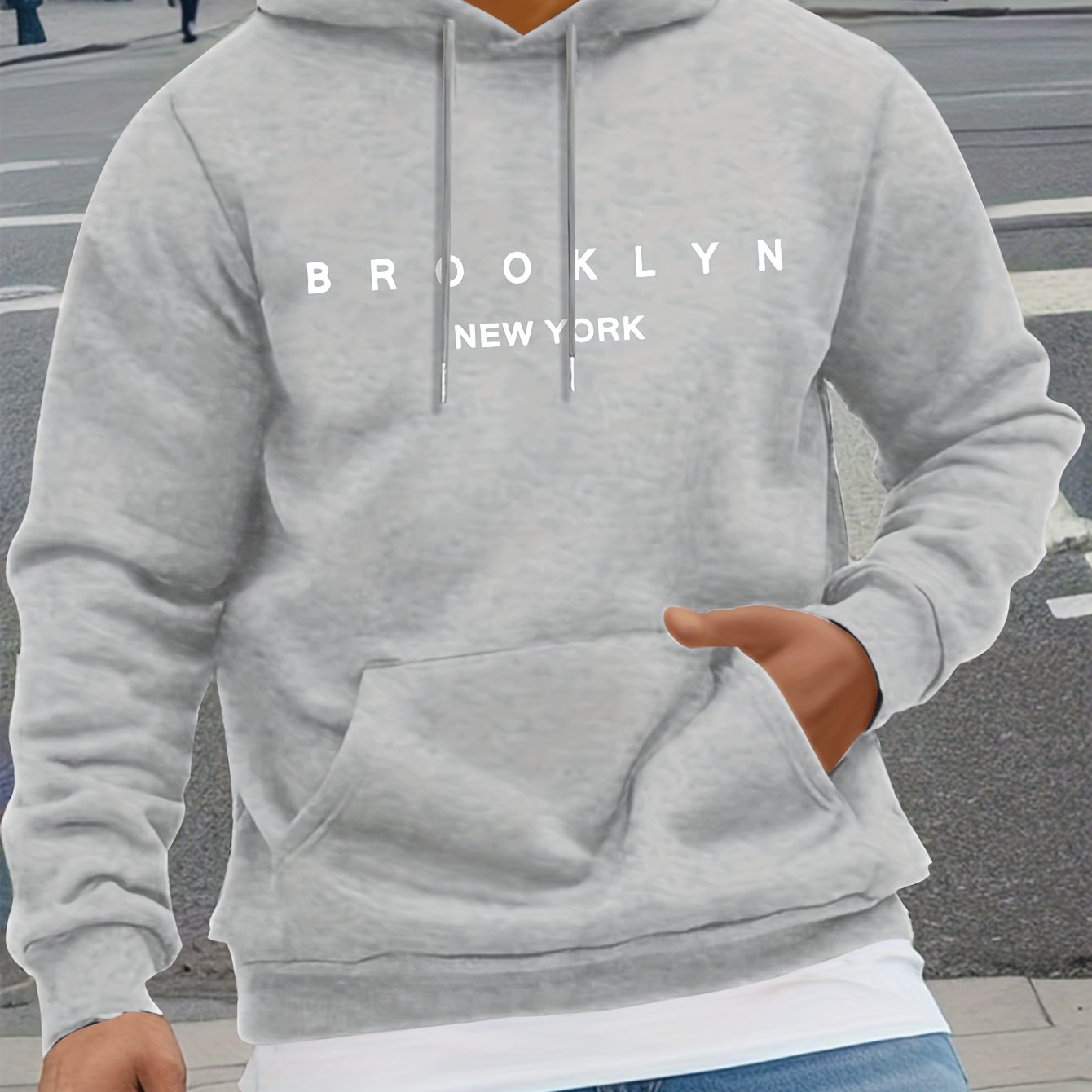 Mens Casual Comfy Classic Letter Print Drawstring Long Sleeve Sweatshirt Hoodie