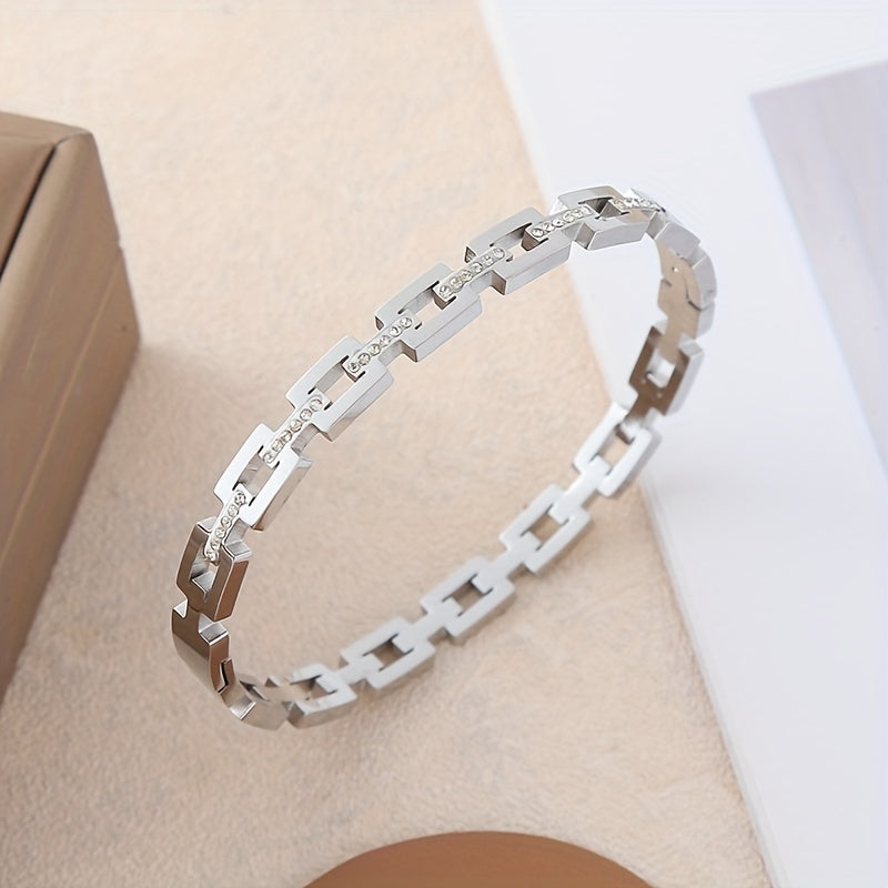 Womens 18K Gold Plated Elegant Rhinestone Studded Infinity Bangle Bracelet