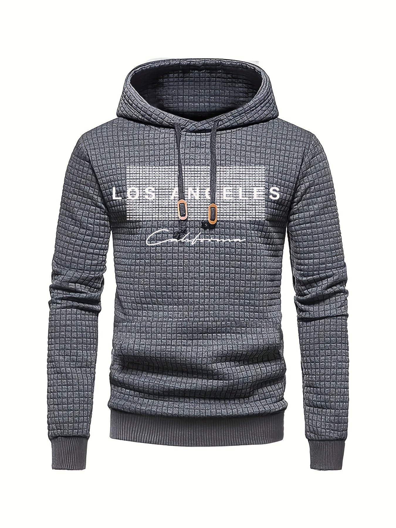 Mens Casual Graphic Letter Print Retro Hooded Loose Fit Sweatshirt