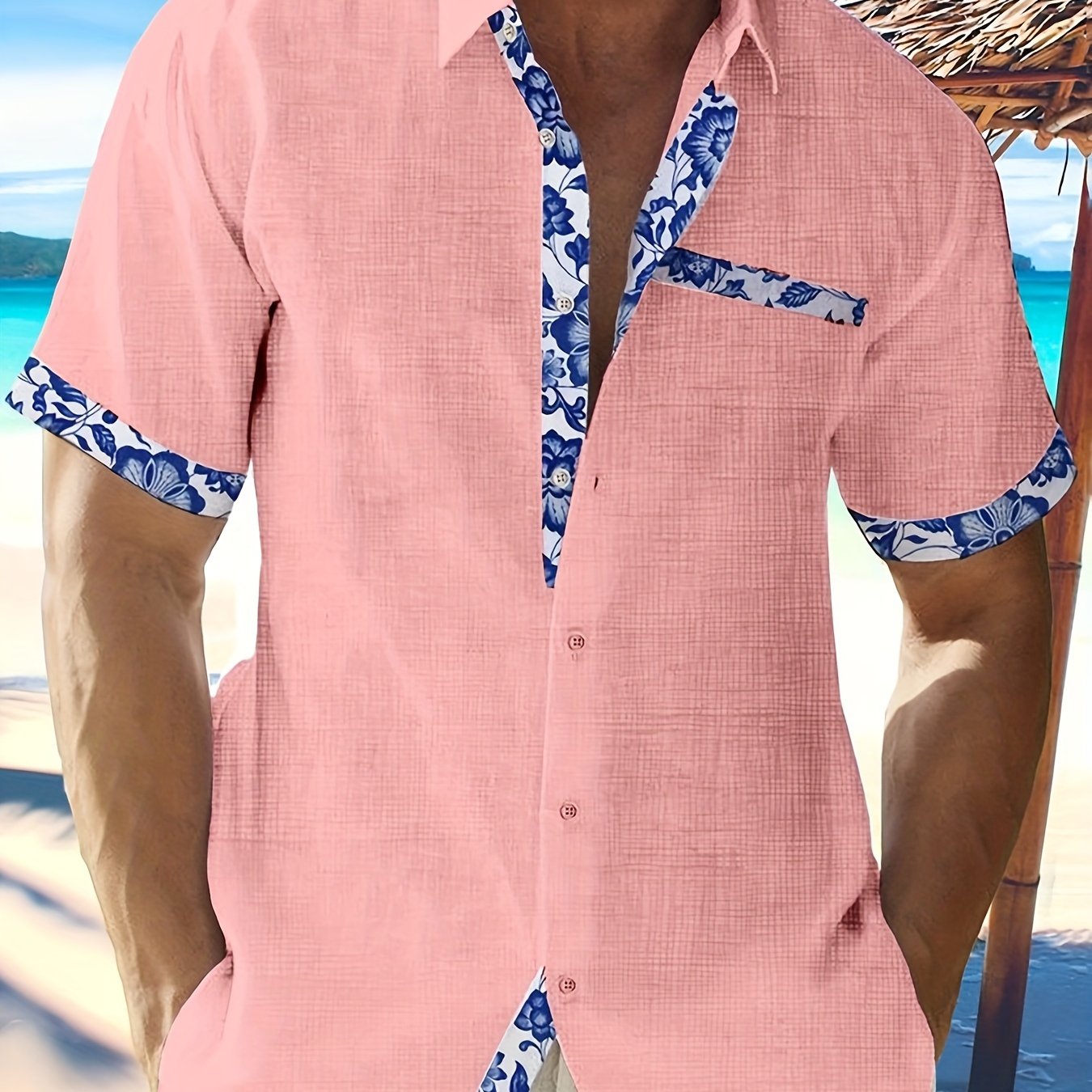 Mens Casual Classic Button-Up Breathable Regular Fit Short Sleeve Shirt