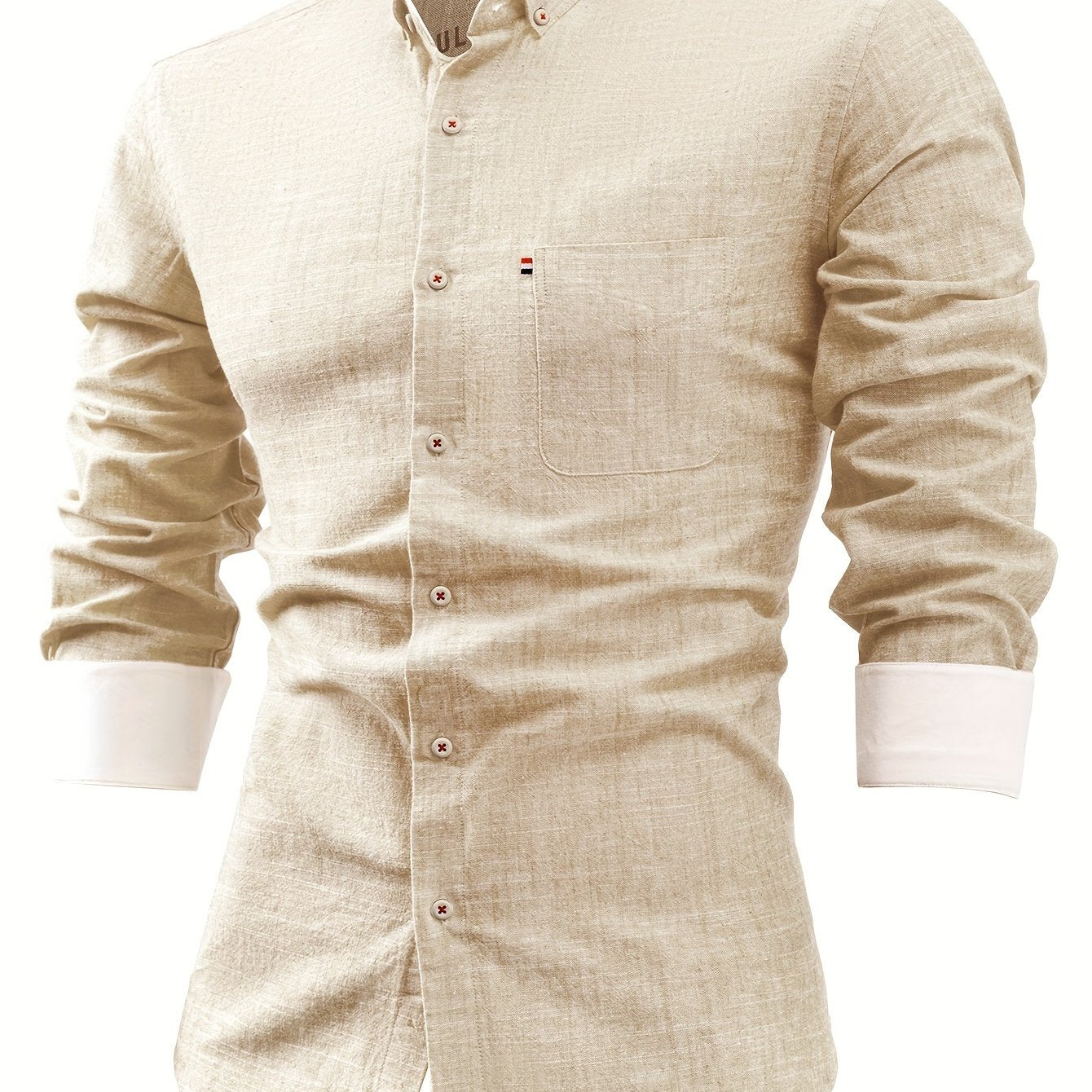 Mens Casual Button-Front Long Sleeve Classic Shirt