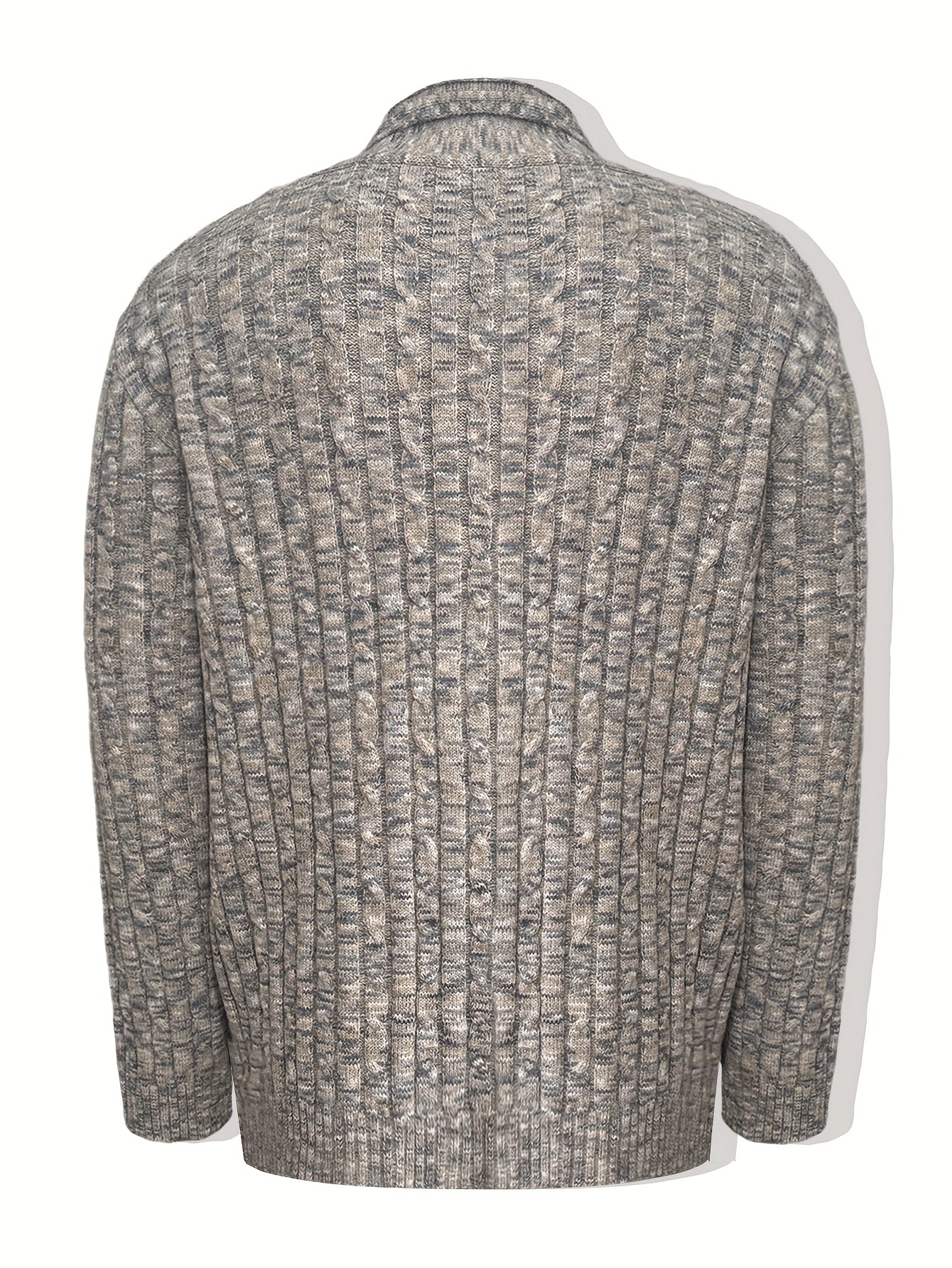 Mens Casual Chunky Knit V-Neck Single-Breasted Button Up Loose Fit Cardigan