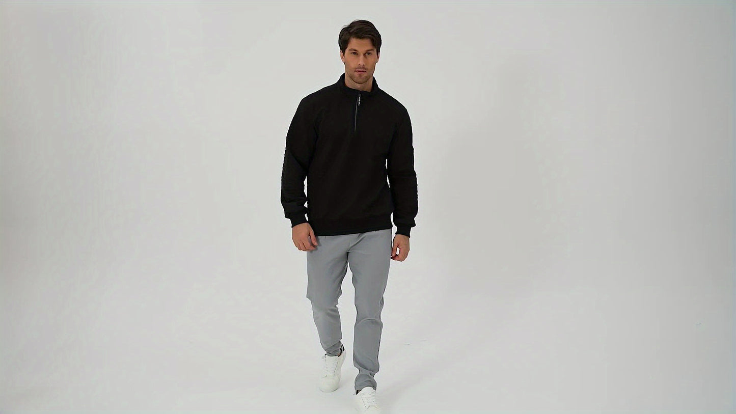 Mens Casual Long Sleeve Loose Fit Round Neck Breathable Knit Sweatshirt