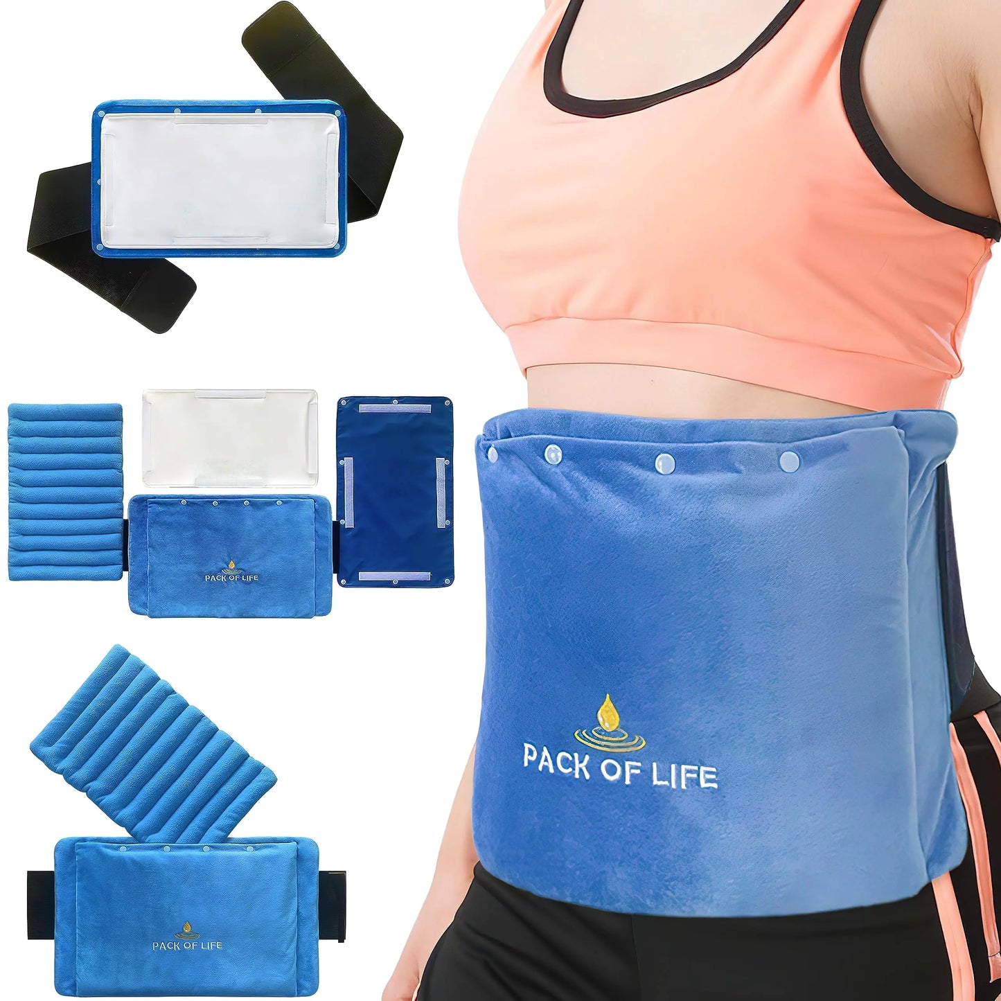 Organic Castor Oil Pack Wrap with Removable Organic Cotton Pads and Full-Size Heating Pad for Liver Detox Reusable Castor Oil Pack Wraps Kit Stomach Wrap Castor Oil Compress by PACK OF LIFE