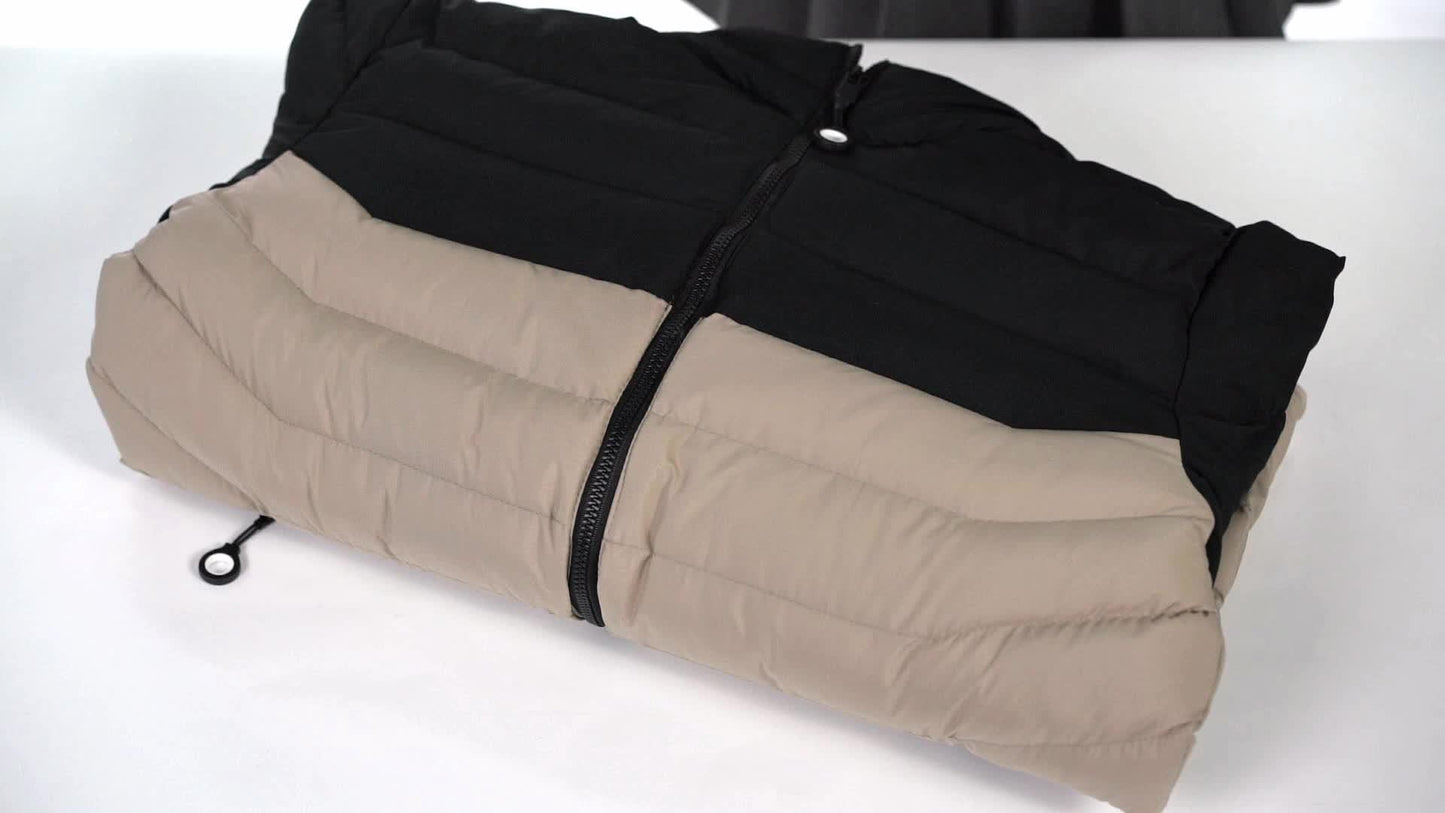 Mens Casual Colour Block Zip-Up Long Sleeve Puffer Jacket