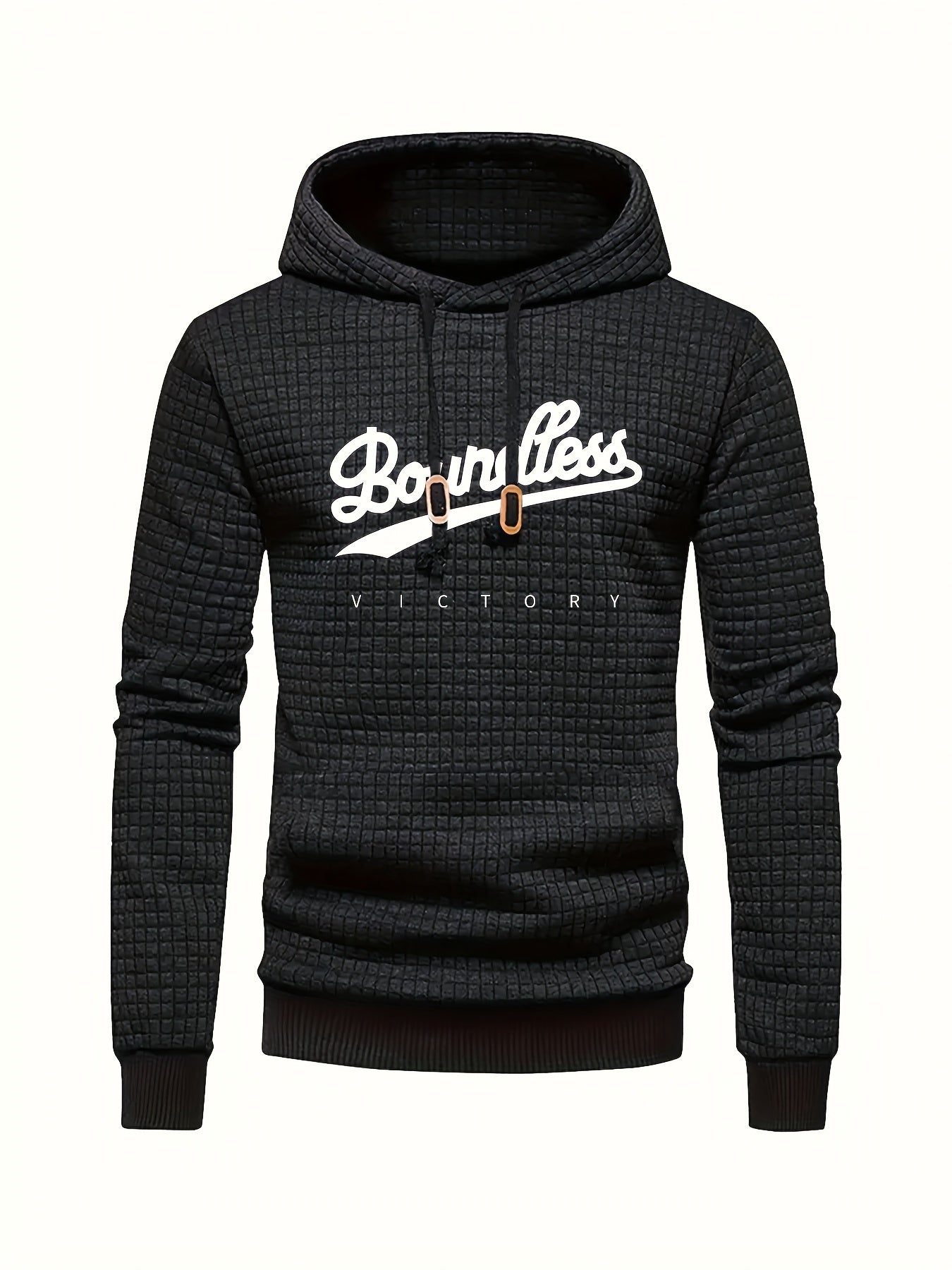 Mens Casual Graphic Letter Print Retro Hooded Loose Fit Sweatshirt
