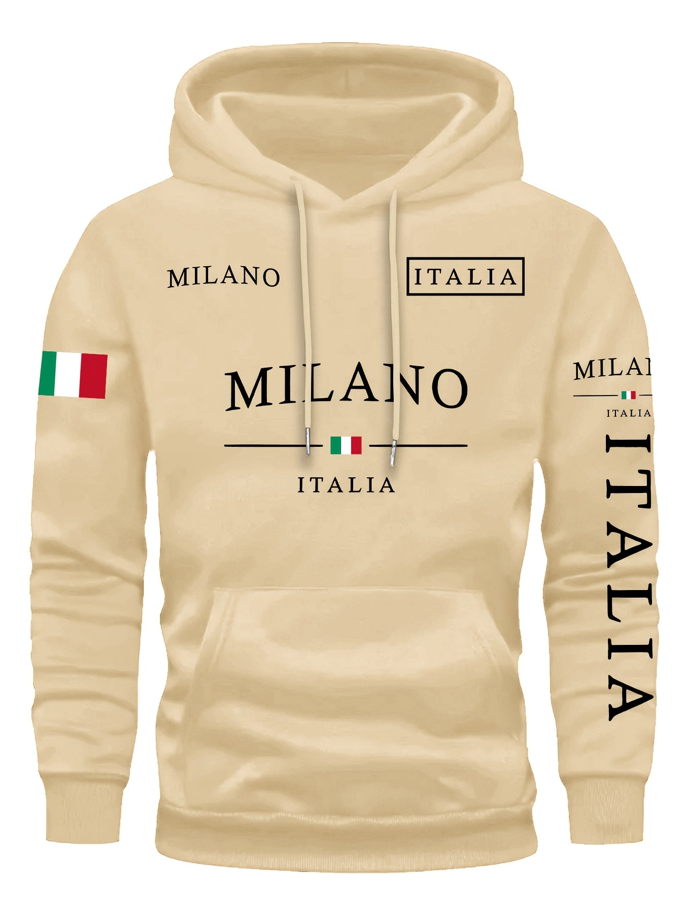 Mens Casual Retro Hooded Letter Print Sweatshirt
