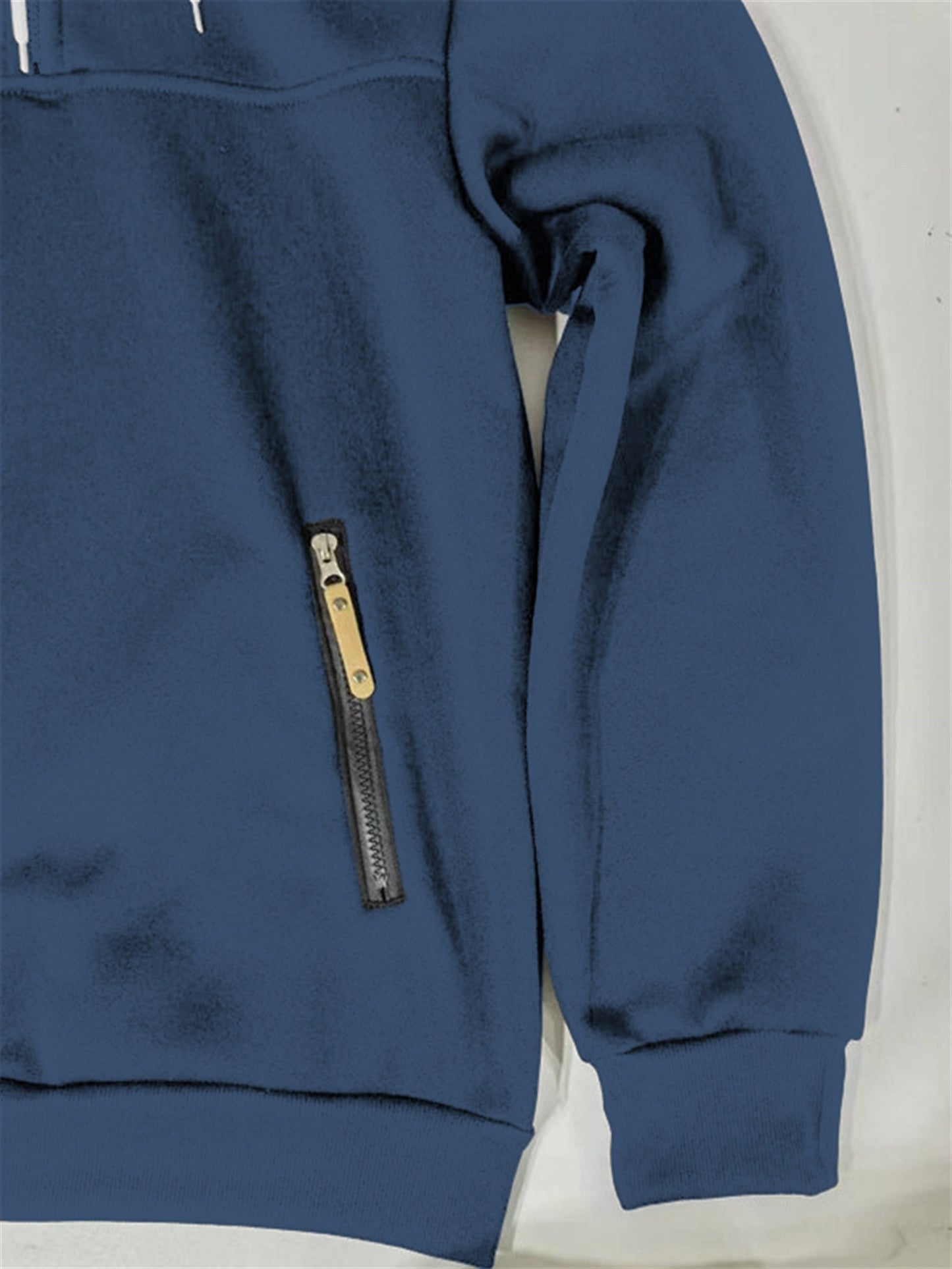 Mens Casual Long Sleeve Solid Colour 1/4 Zip Hooded Sweatshirt