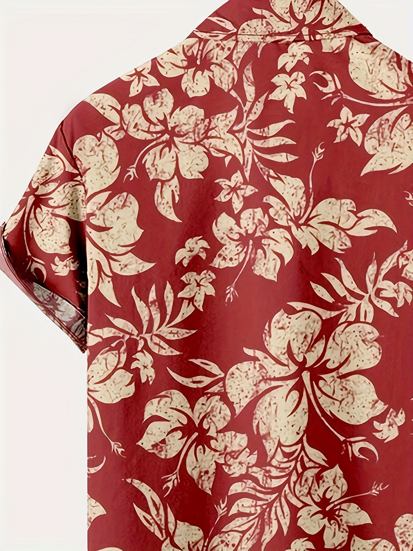 Mens Casual Lightweight Breathable Lapel Hawaiian Tropical Floral Print Shirt