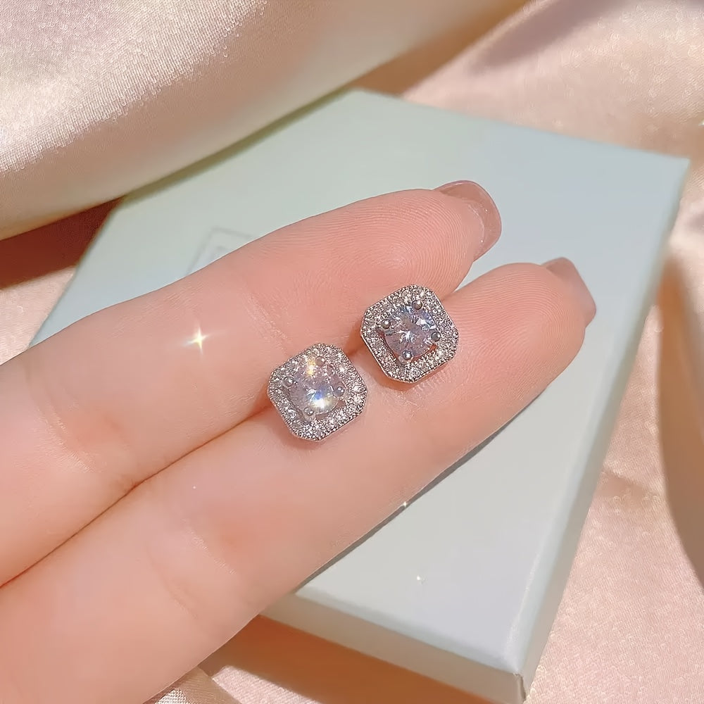 Womens Elegant 3pcs 925 Silver Plated Moissanite Jewellery Set