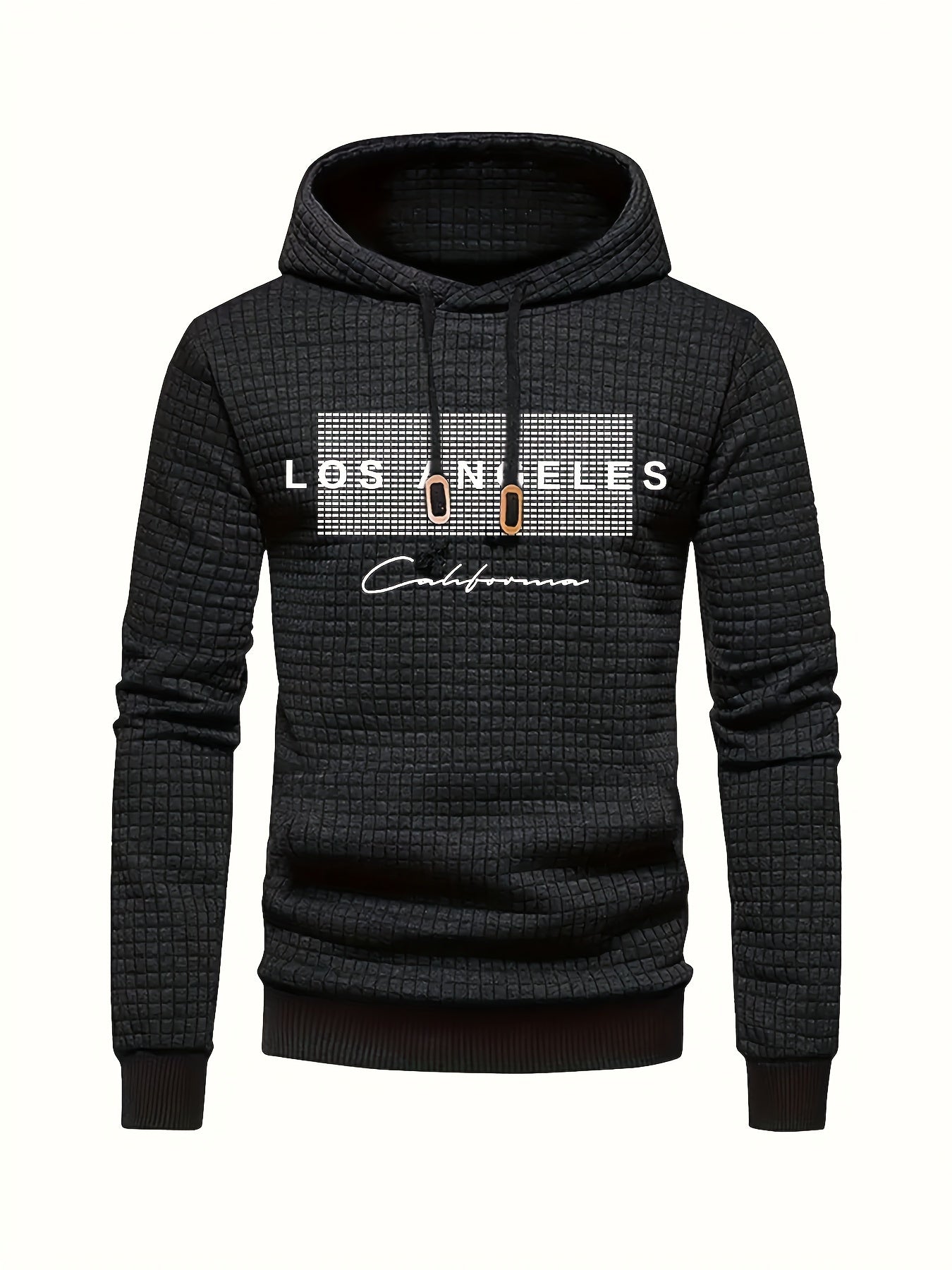 Mens Casual Graphic Letter Print Retro Hooded Loose Fit Sweatshirt