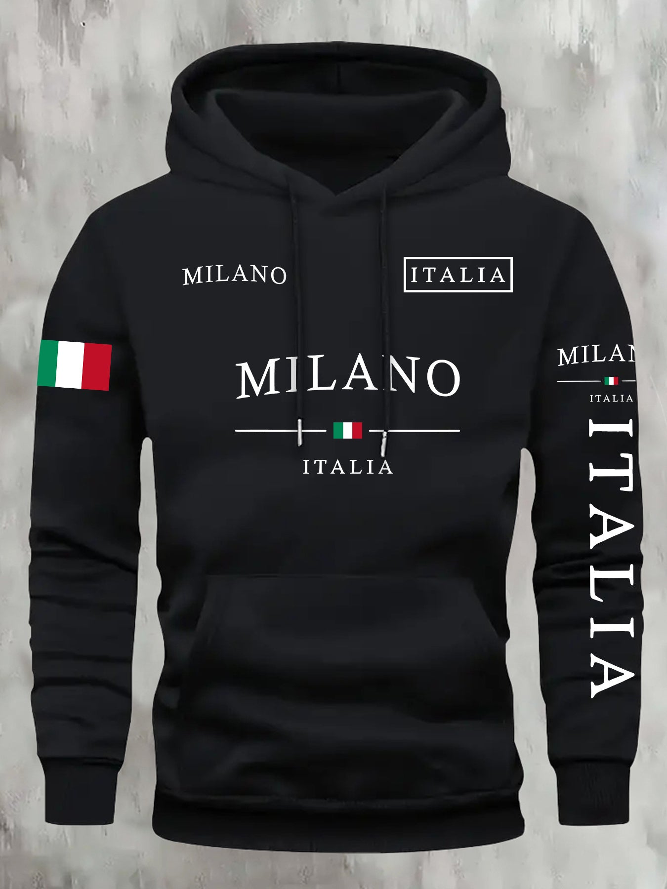 Mens Casual Retro Hooded Letter Print Sweatshirt
