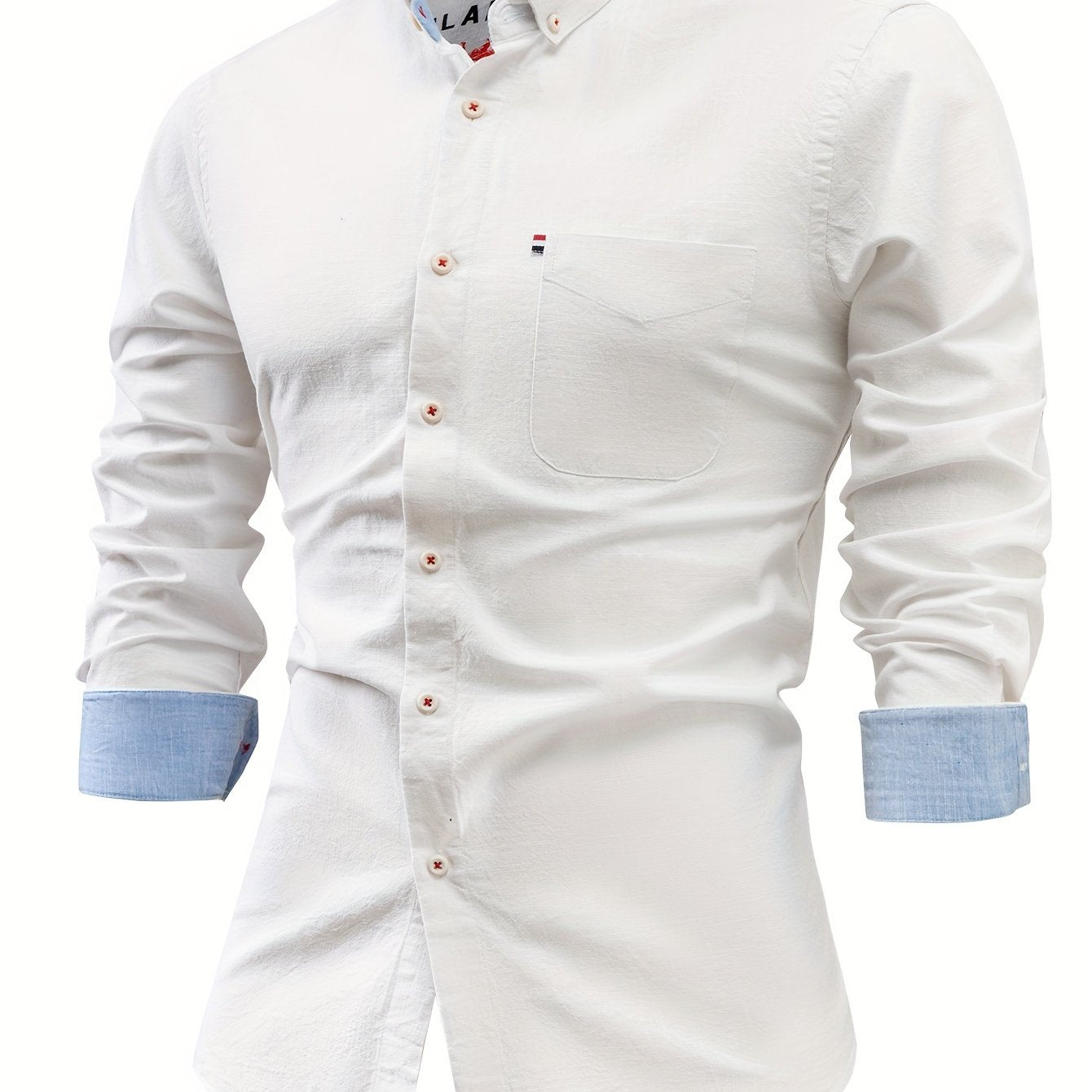 Mens Casual Button-Front Long Sleeve Classic Shirt