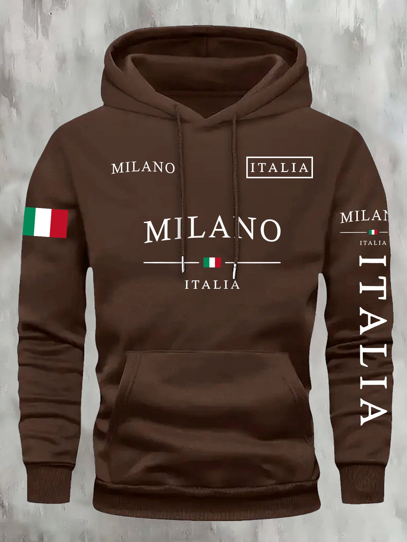 Mens Casual Retro Hooded Letter Print Sweatshirt