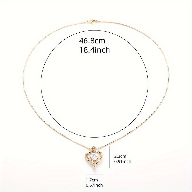 Womens 18K Gold Plated Elegant Heart Pendant Necklace