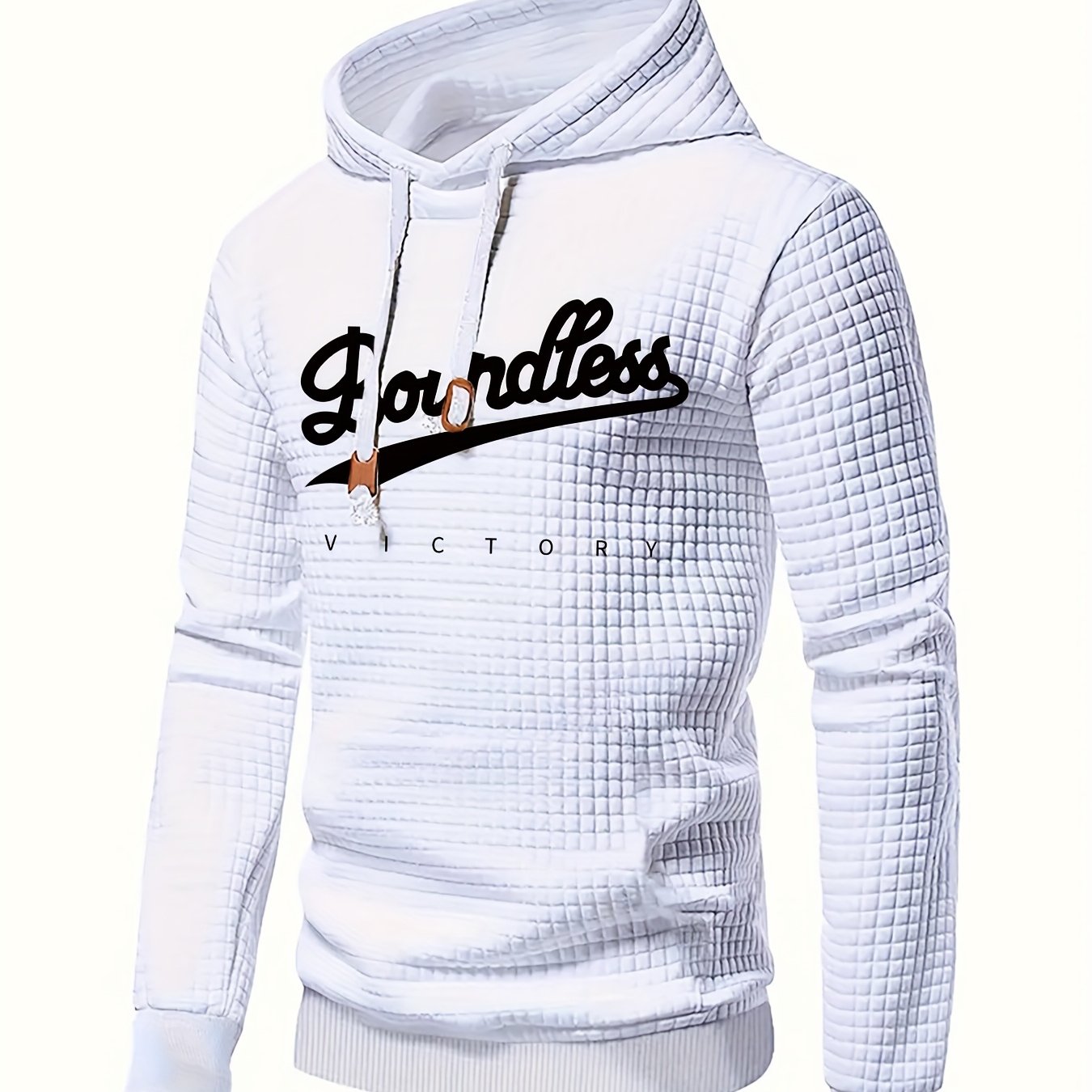 Mens Casual Graphic Letter Print Retro Hooded Loose Fit Sweatshirt