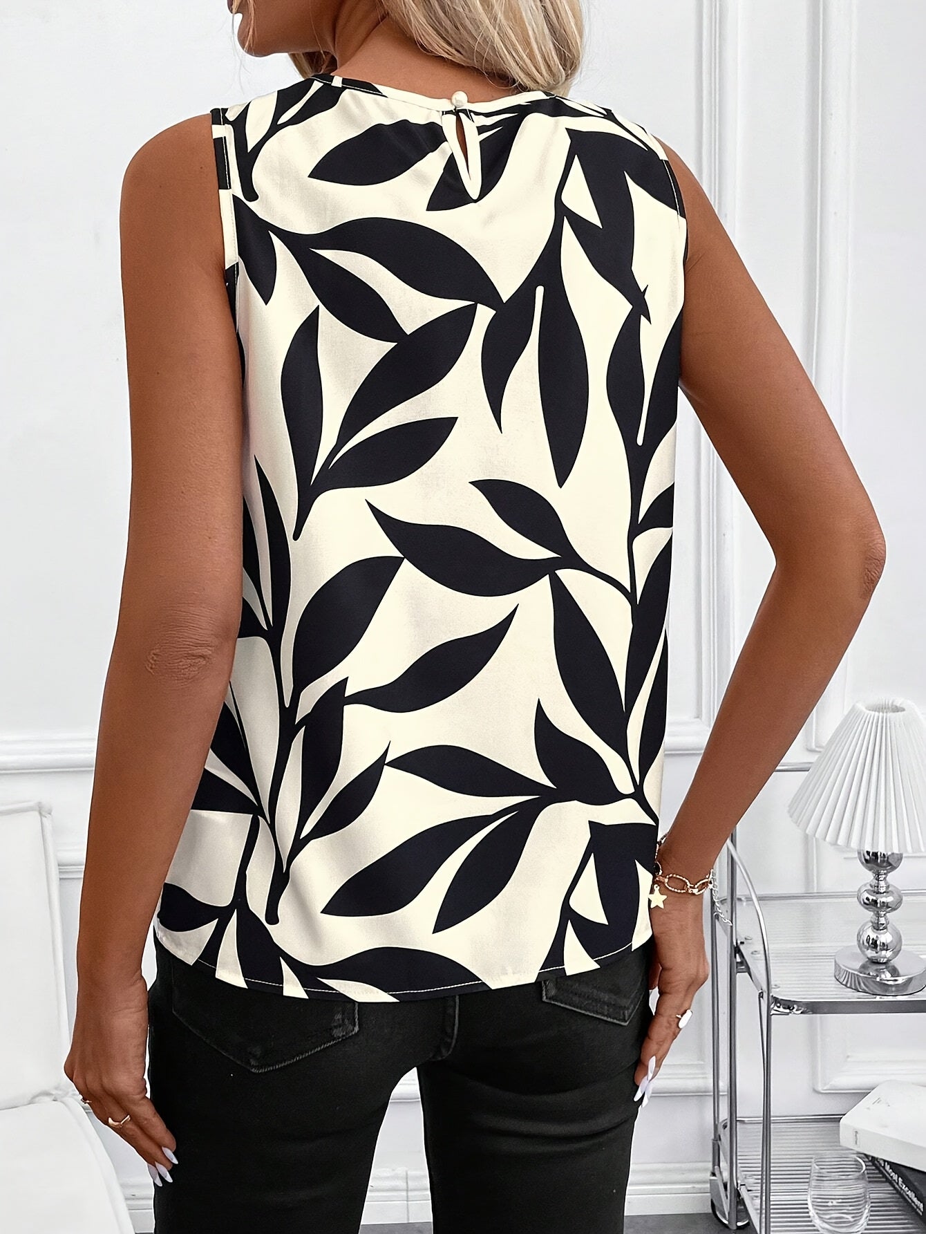 Womens Casual Printed Sleeveless Top