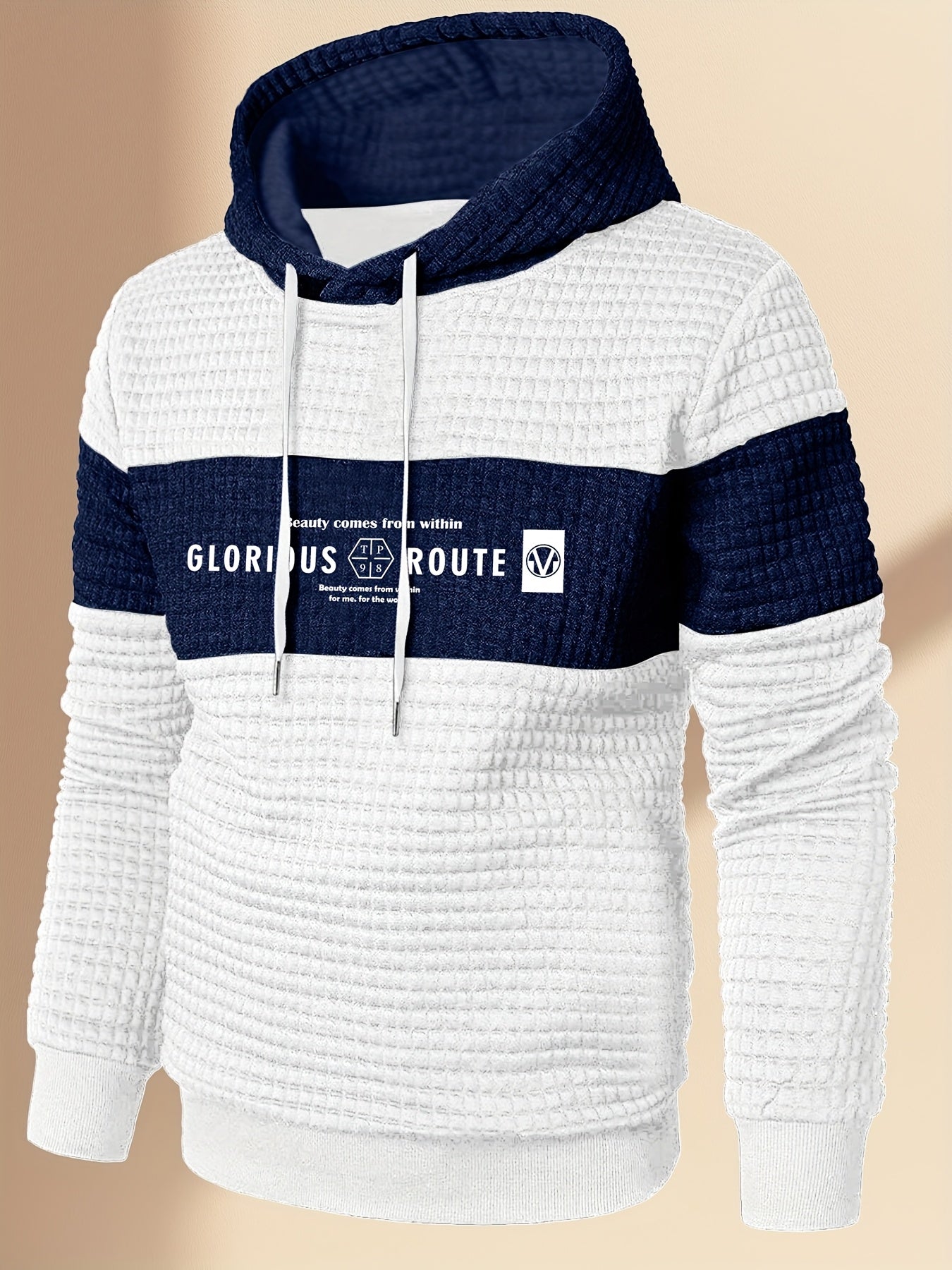 Mens Athletic Casual Long Sleeve Letter Print Hooded Sweatshirt