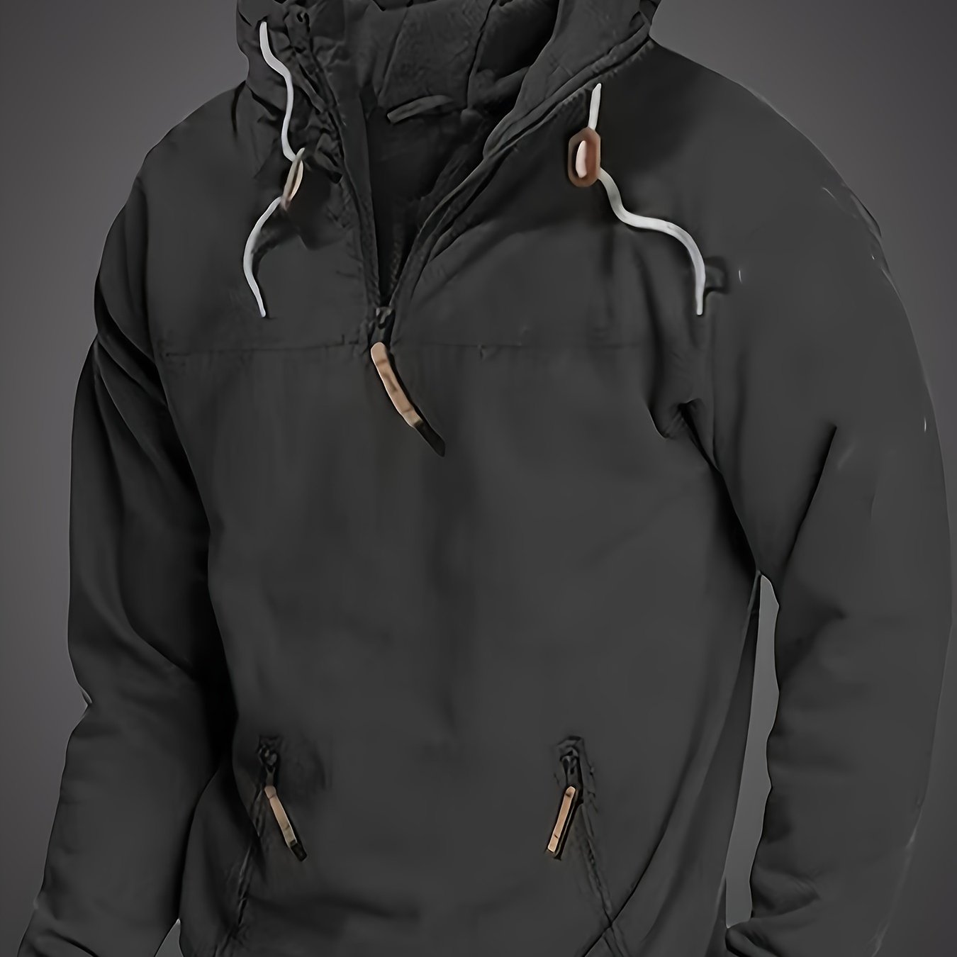 Mens Casual Long Sleeve Solid Colour 1/4 Zip Hooded Sweatshirt