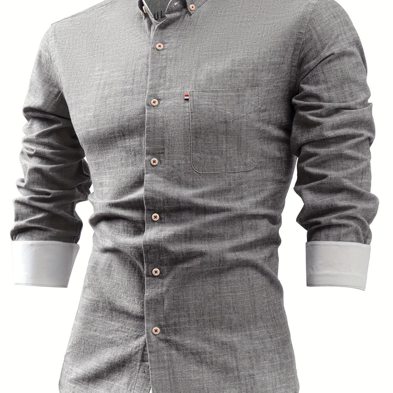 Mens Casual Button-Front Long Sleeve Classic Shirt