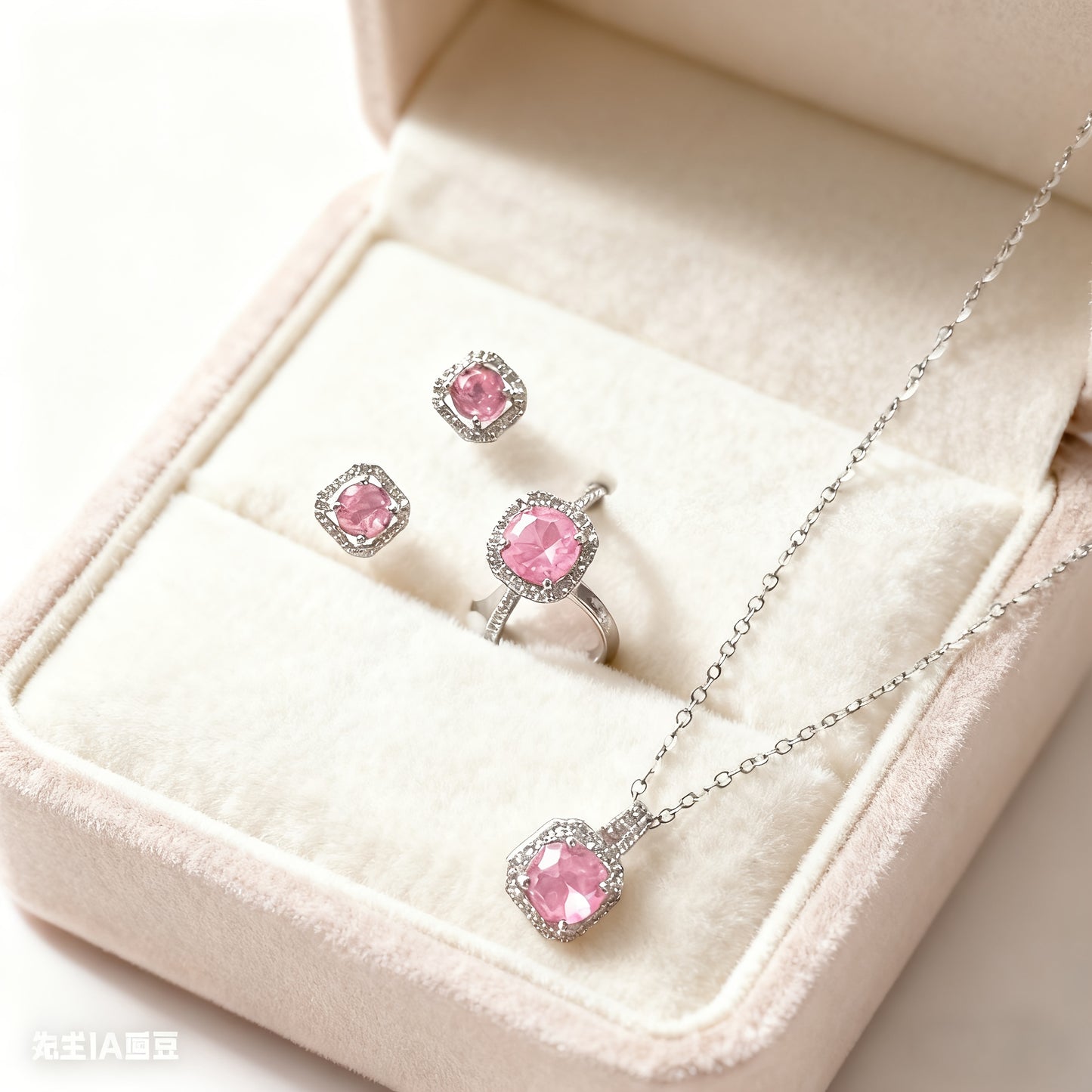 Womens Elegant 3pcs 925 Silver Plated Moissanite Jewellery Set