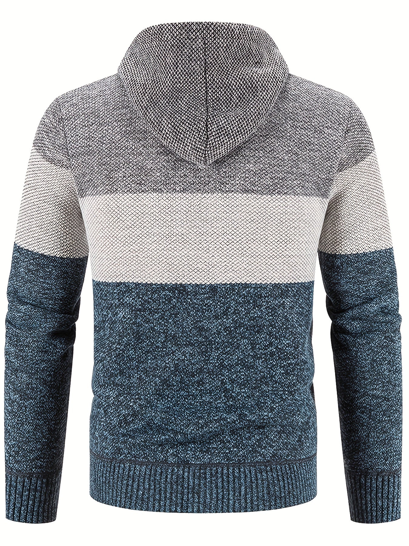 Mens Casual Slightly Stretch Zip Up Colour Block Hooded Fleece Jacket Sweater