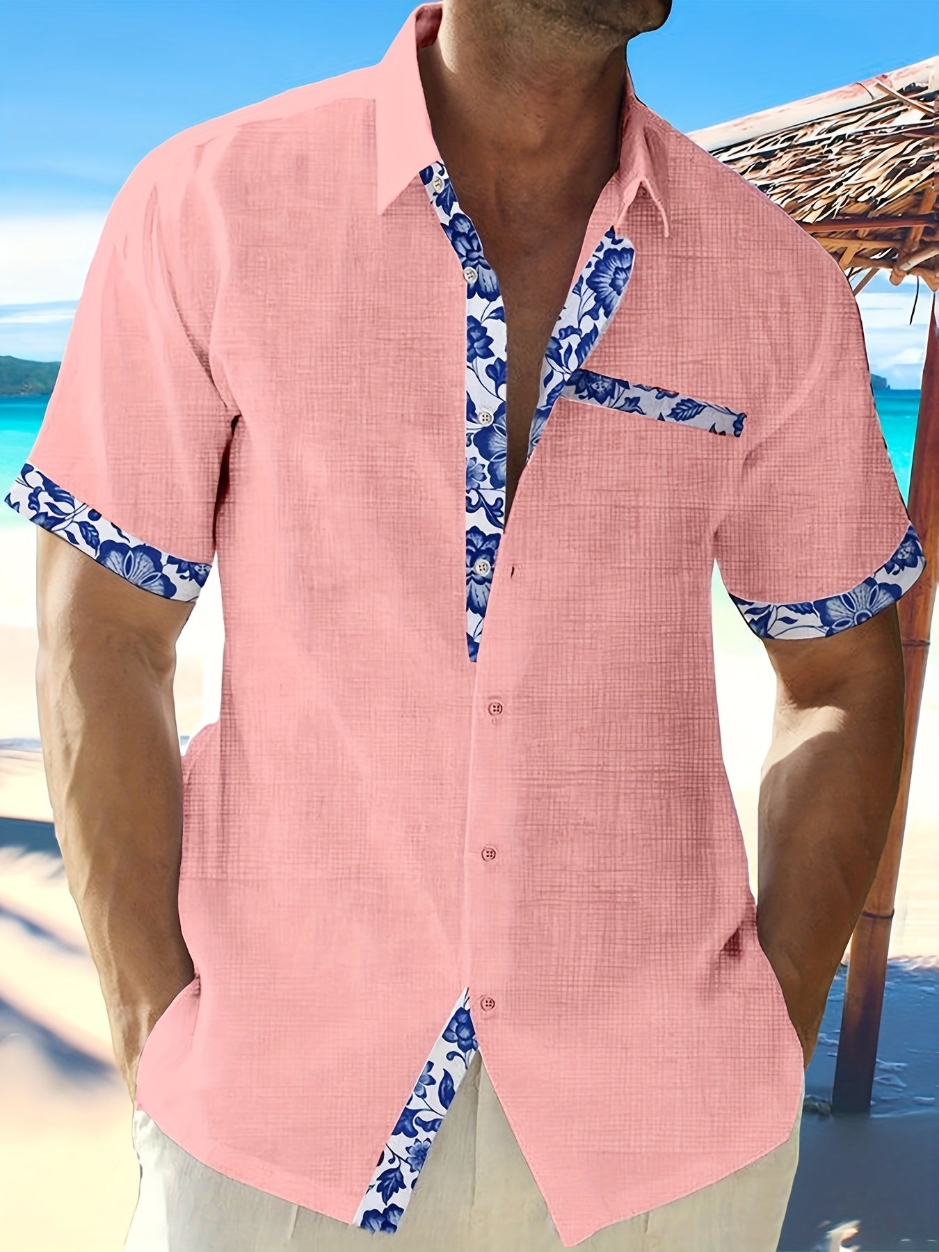 Mens Casual Classic Button-Up Breathable Regular Fit Short Sleeve Shirt