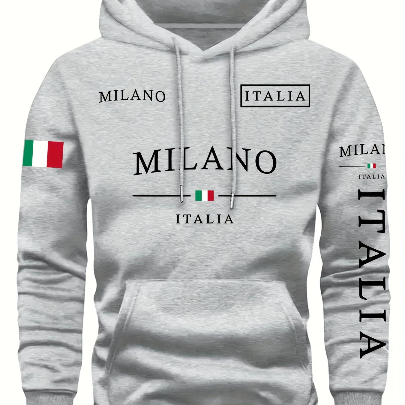 Mens Casual Retro Hooded Letter Print Sweatshirt
