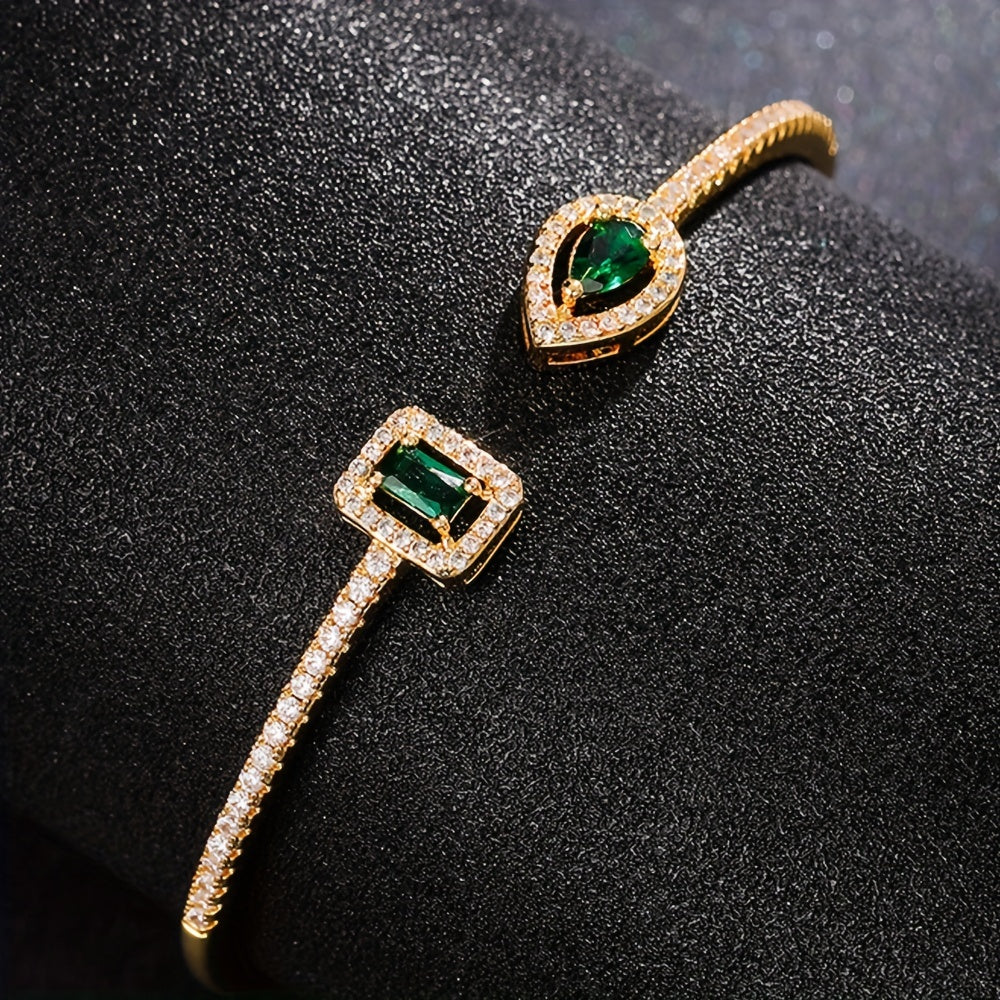 Womens Elegant Cubic Zirconia Geometric Cuff Bracelet