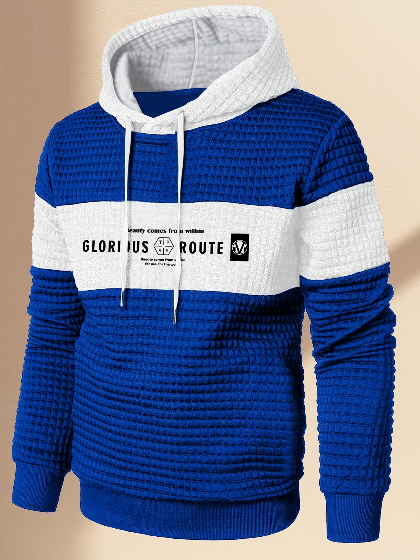 Mens Athletic Casual Long Sleeve Letter Print Hooded Sweatshirt
