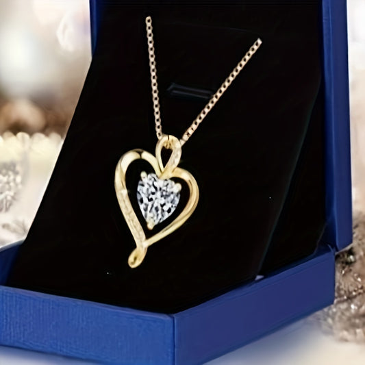 Womens 18K Gold Plated Elegant Heart Pendant Necklace