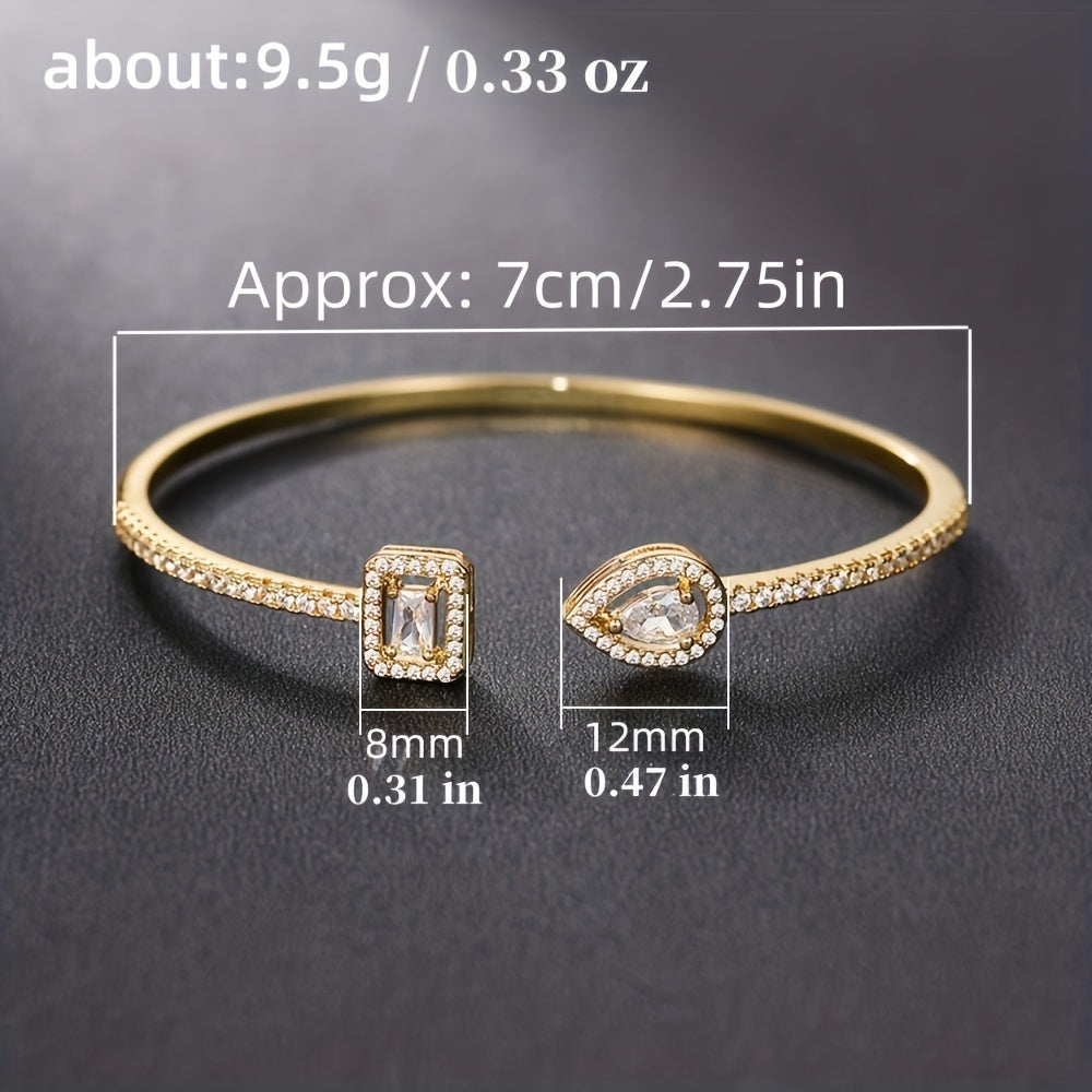 Womens Elegant Cubic Zirconia Geometric Cuff Bracelet