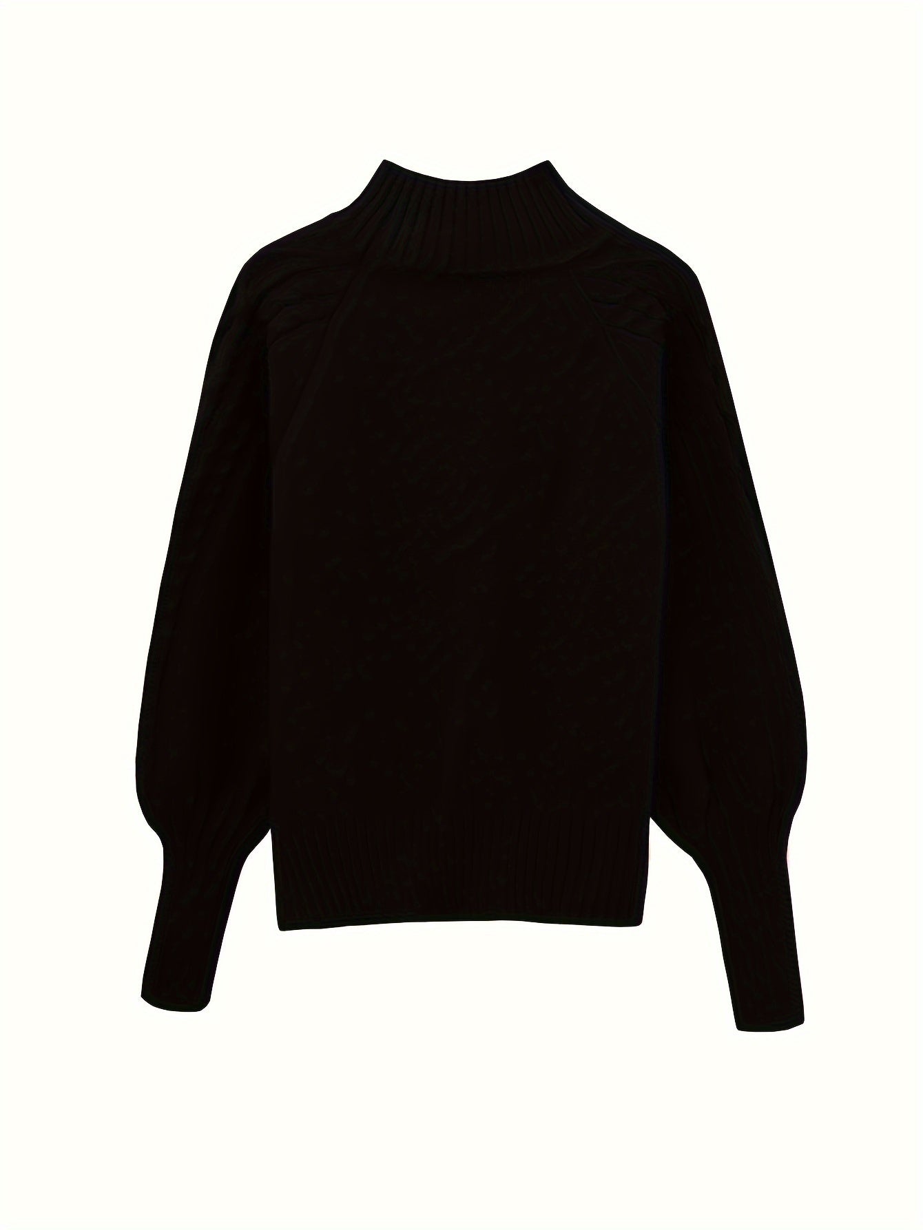 Womens Casual Knitted Long Sleeves High Collar Pullover Jumper