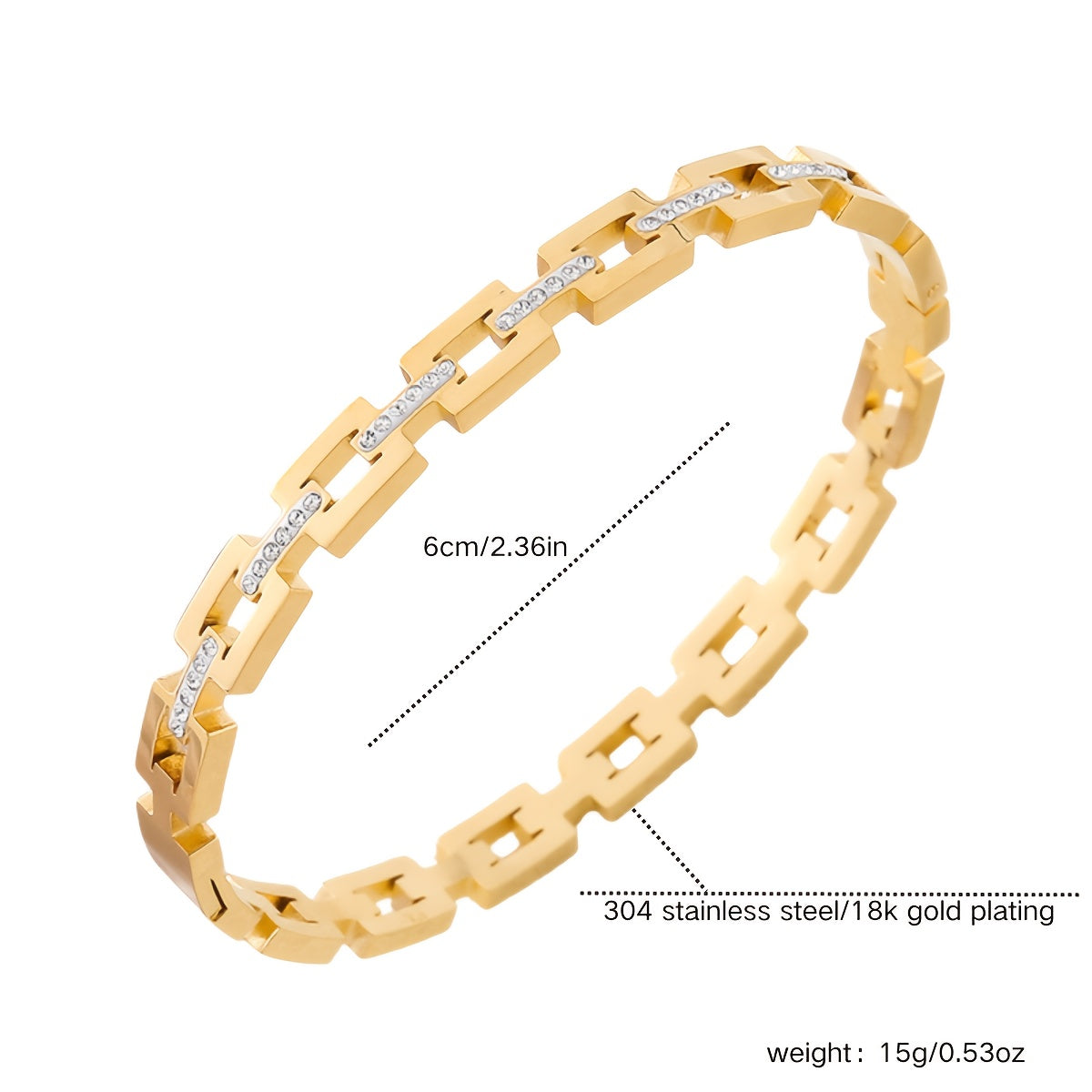Womens 18K Gold Plated Elegant Rhinestone Studded Infinity Bangle Bracelet