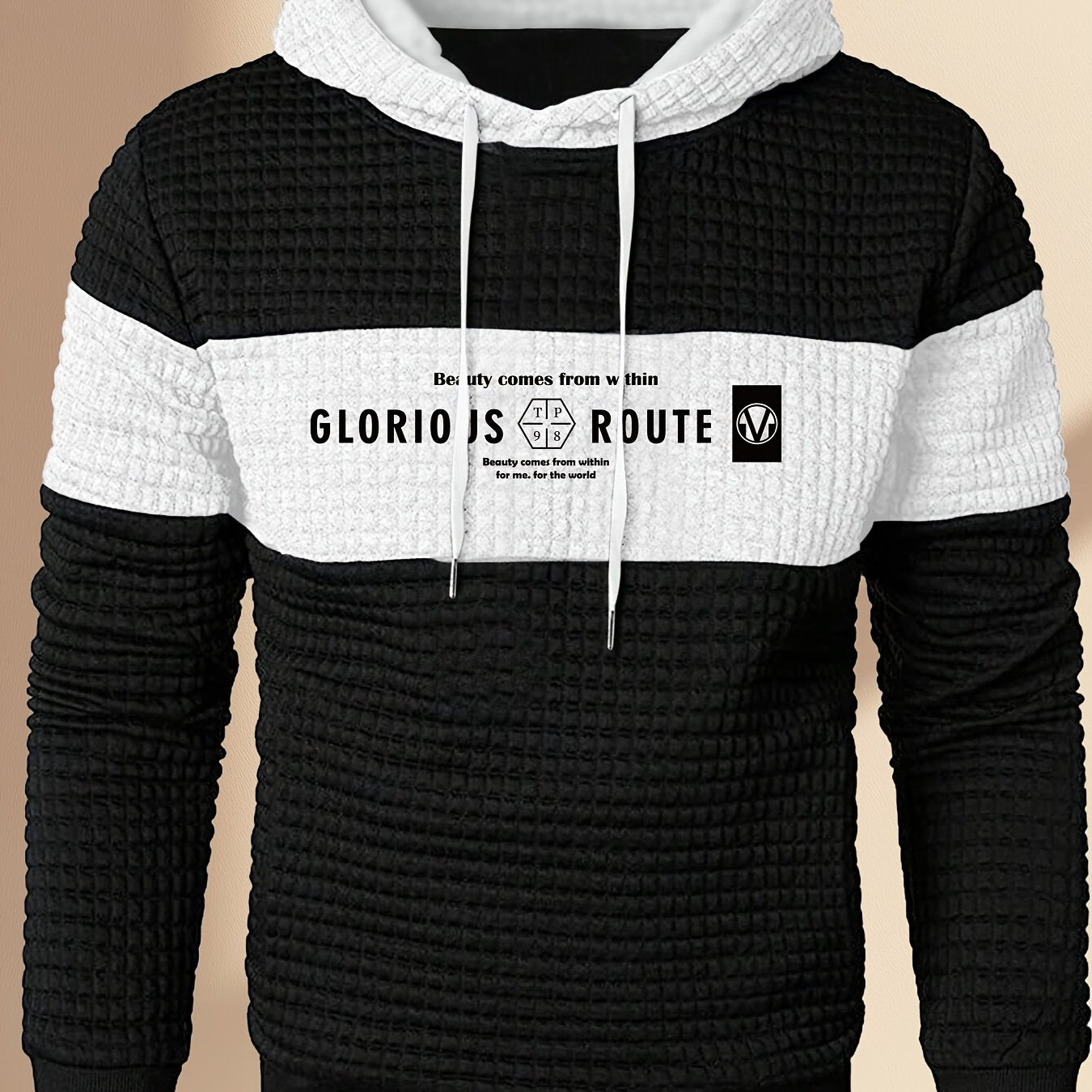 Mens Athletic Casual Long Sleeve Letter Print Hooded Sweatshirt