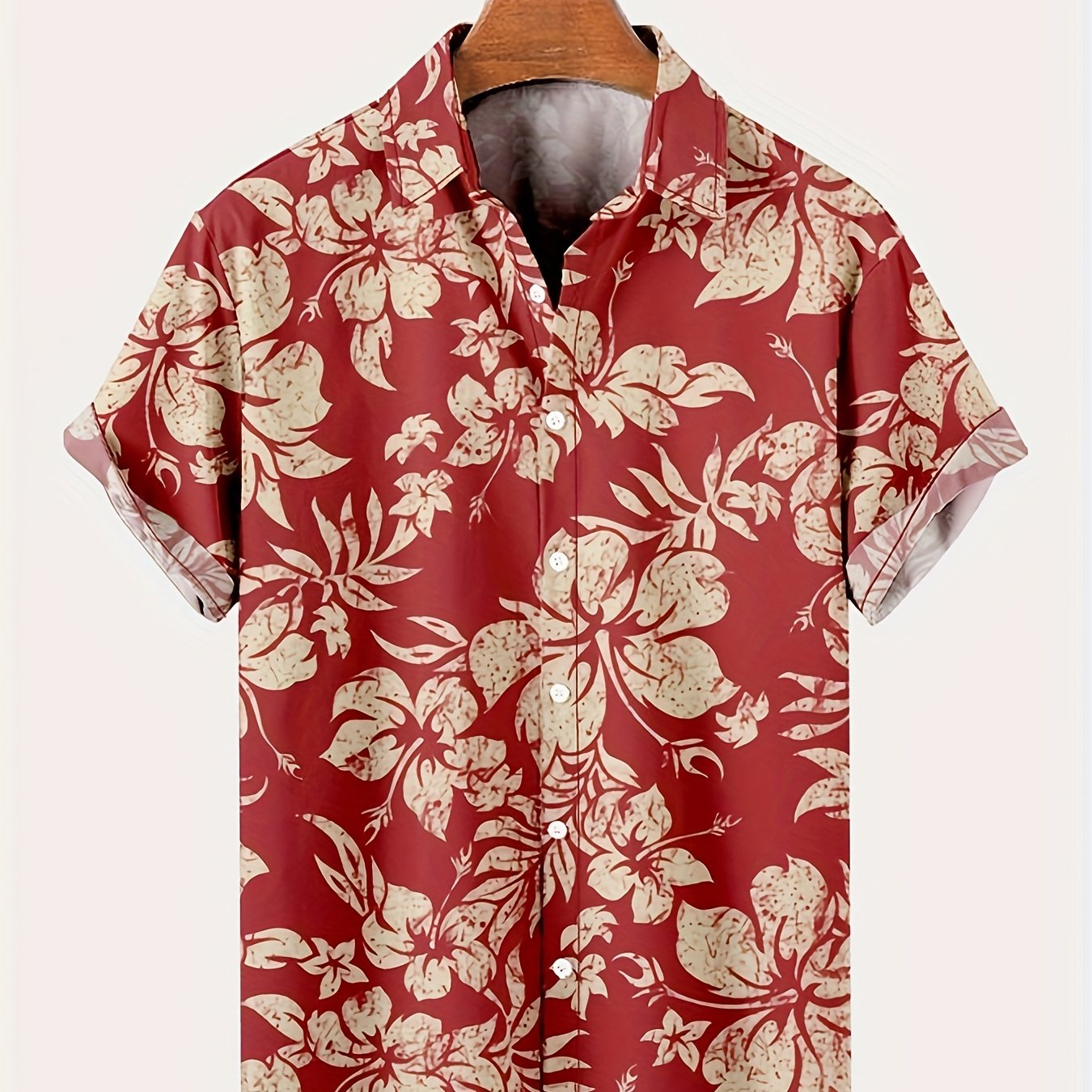 Mens Casual Lightweight Breathable Lapel Hawaiian Tropical Floral Print Shirt