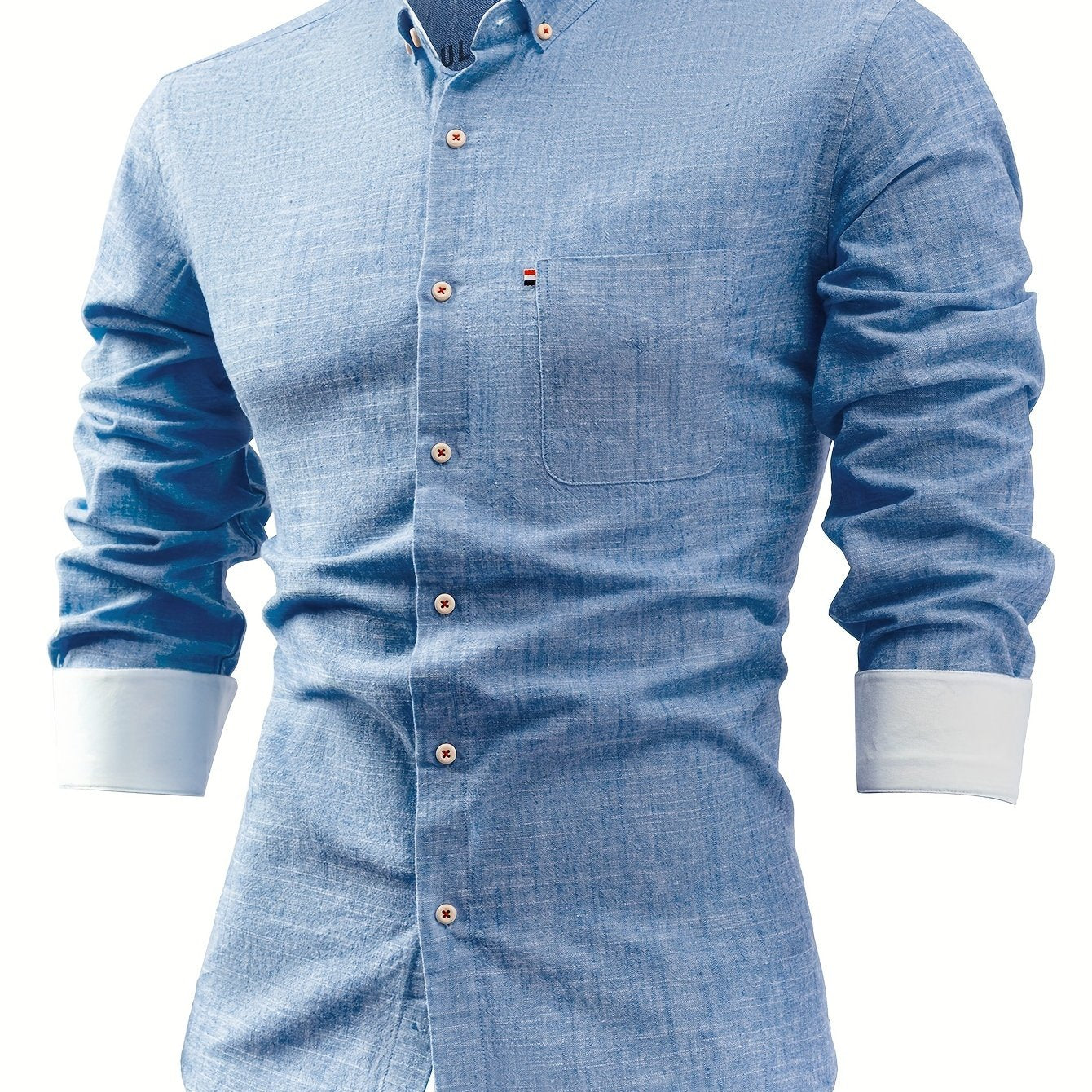 Mens Casual Button-Front Long Sleeve Classic Shirt