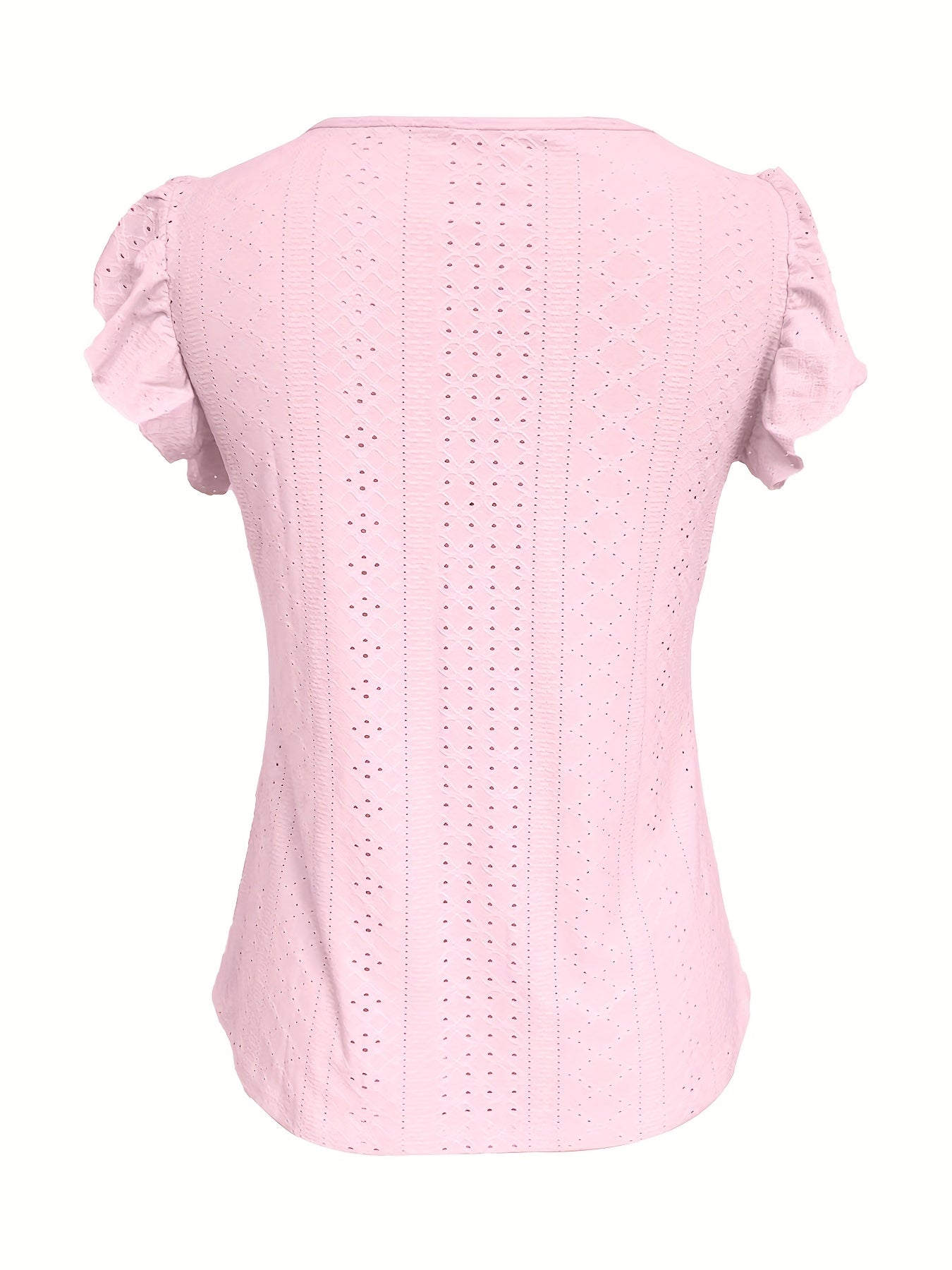 Womens Casual Breathable Solid Colour Semi-Sheer Round Neck Short Sleeve T-Shirt Top