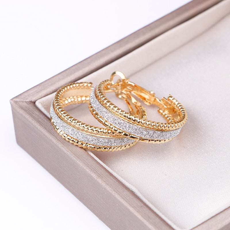 Gold color Small Hoop Earrings for women round 25mm