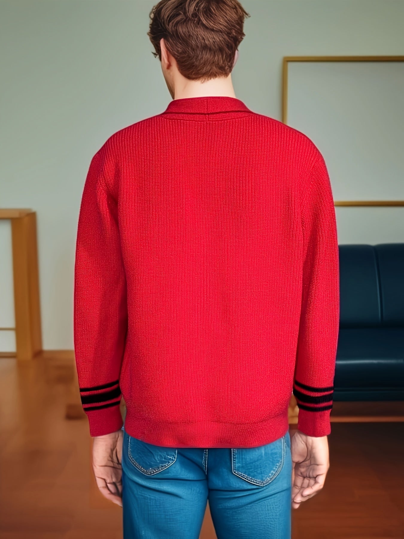 Mens Casual Stand Collar Loose Fit Open Front Sweater Cardigan