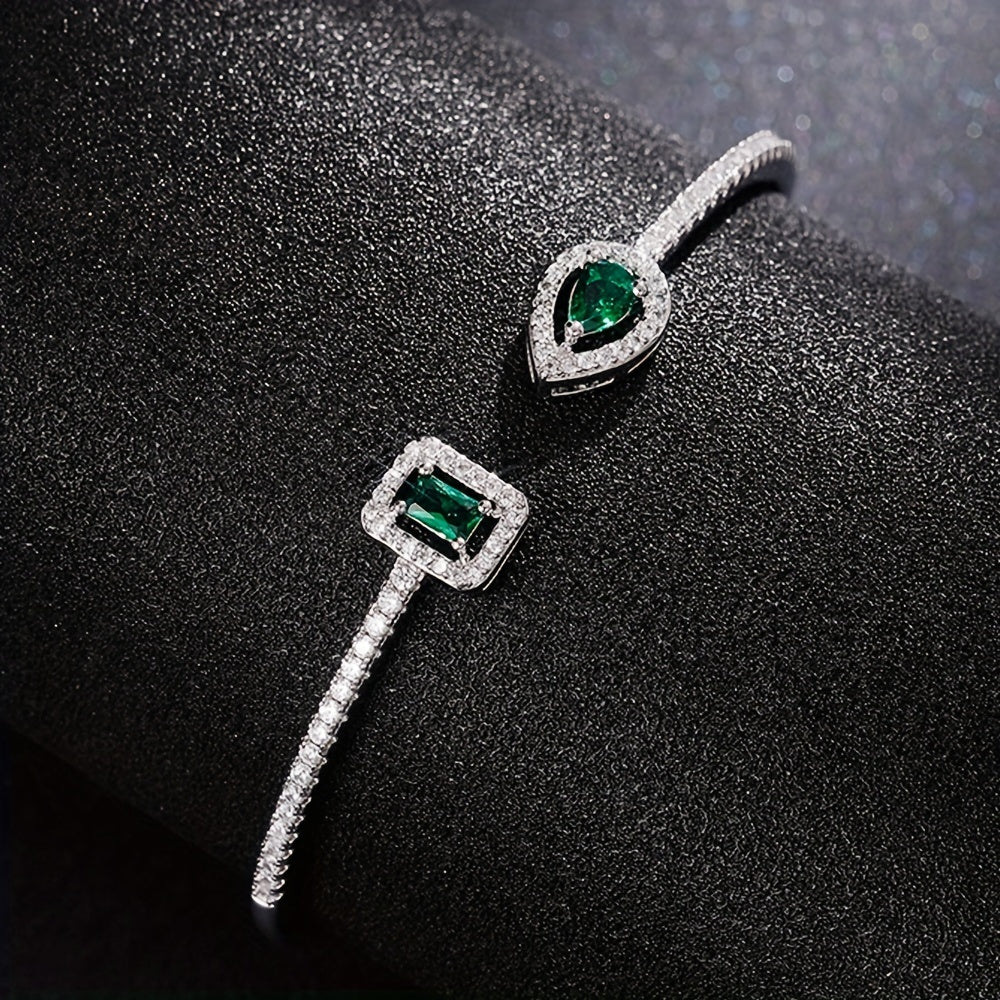 Womens Elegant Cubic Zirconia Geometric Cuff Bracelet