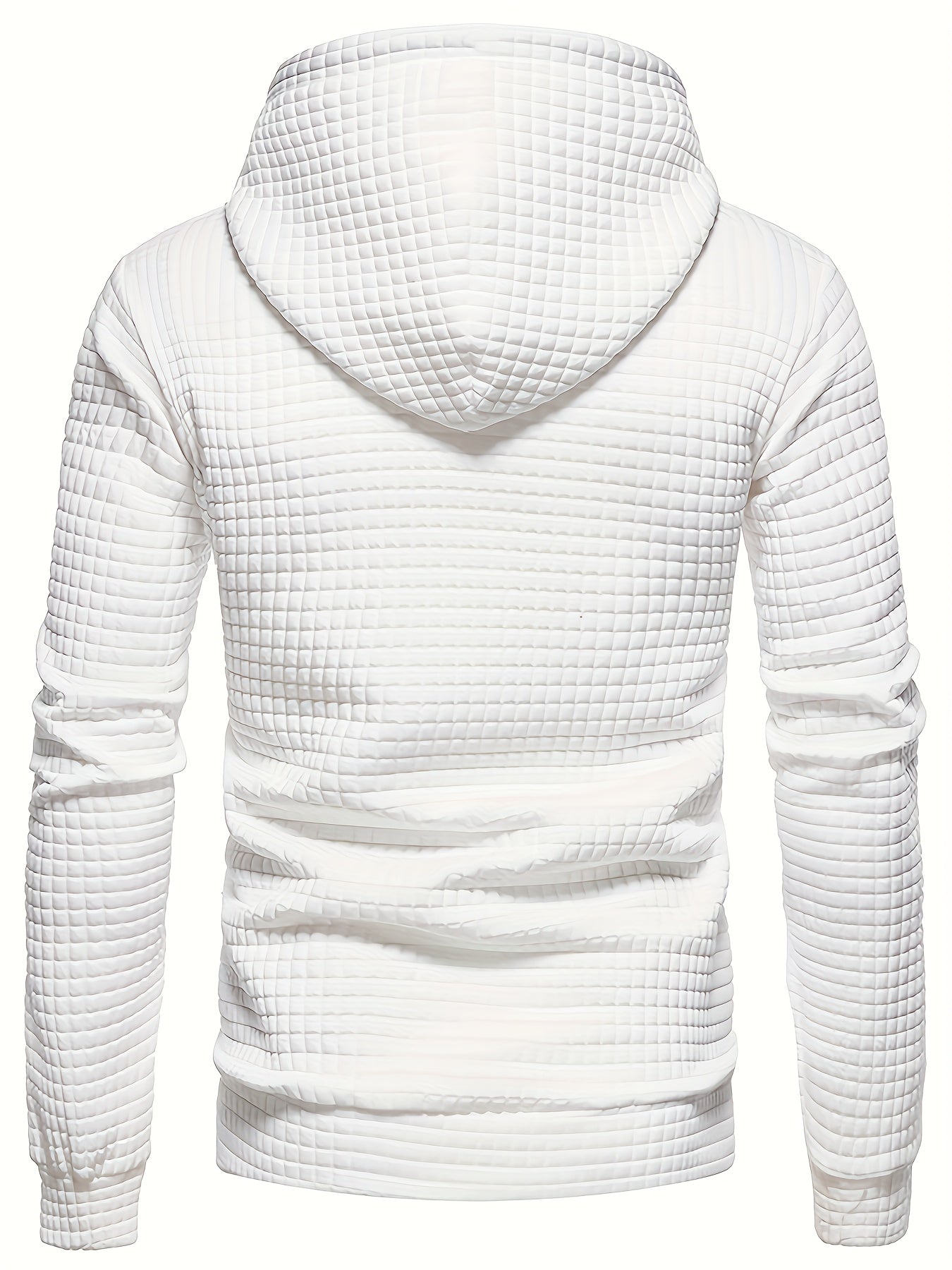 Mens Casual Letter Print Slim Fit Waffle Knit Pullover Hooded Swearshirt