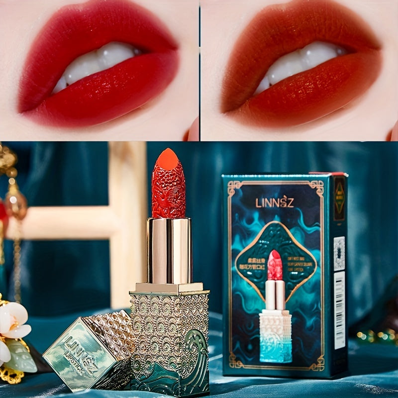 Long Lasting Waterproof Non Stick Silky Matte Lipstick with Carved Square Tube