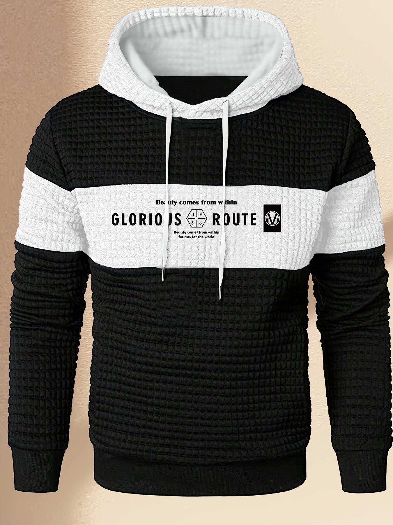 Mens Athletic Casual Long Sleeve Letter Print Hooded Sweatshirt
