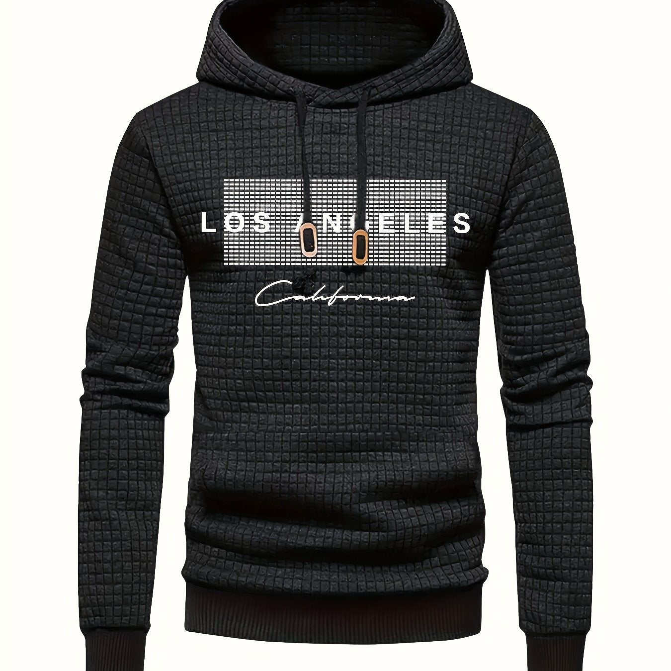 Mens Casual Graphic Letter Print Retro Hooded Loose Fit Sweatshirt