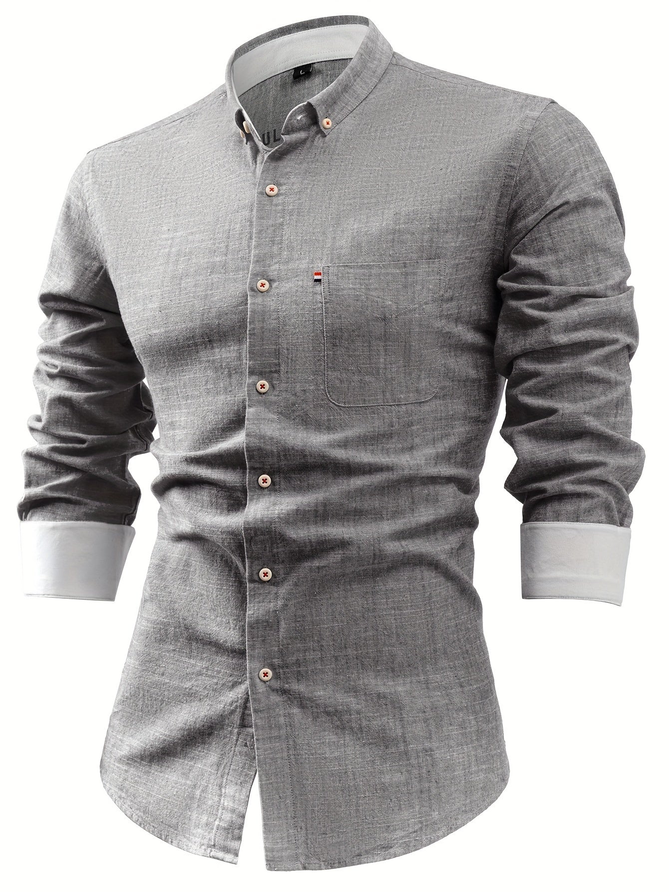 Mens Casual Button-Front Long Sleeve Classic Shirt