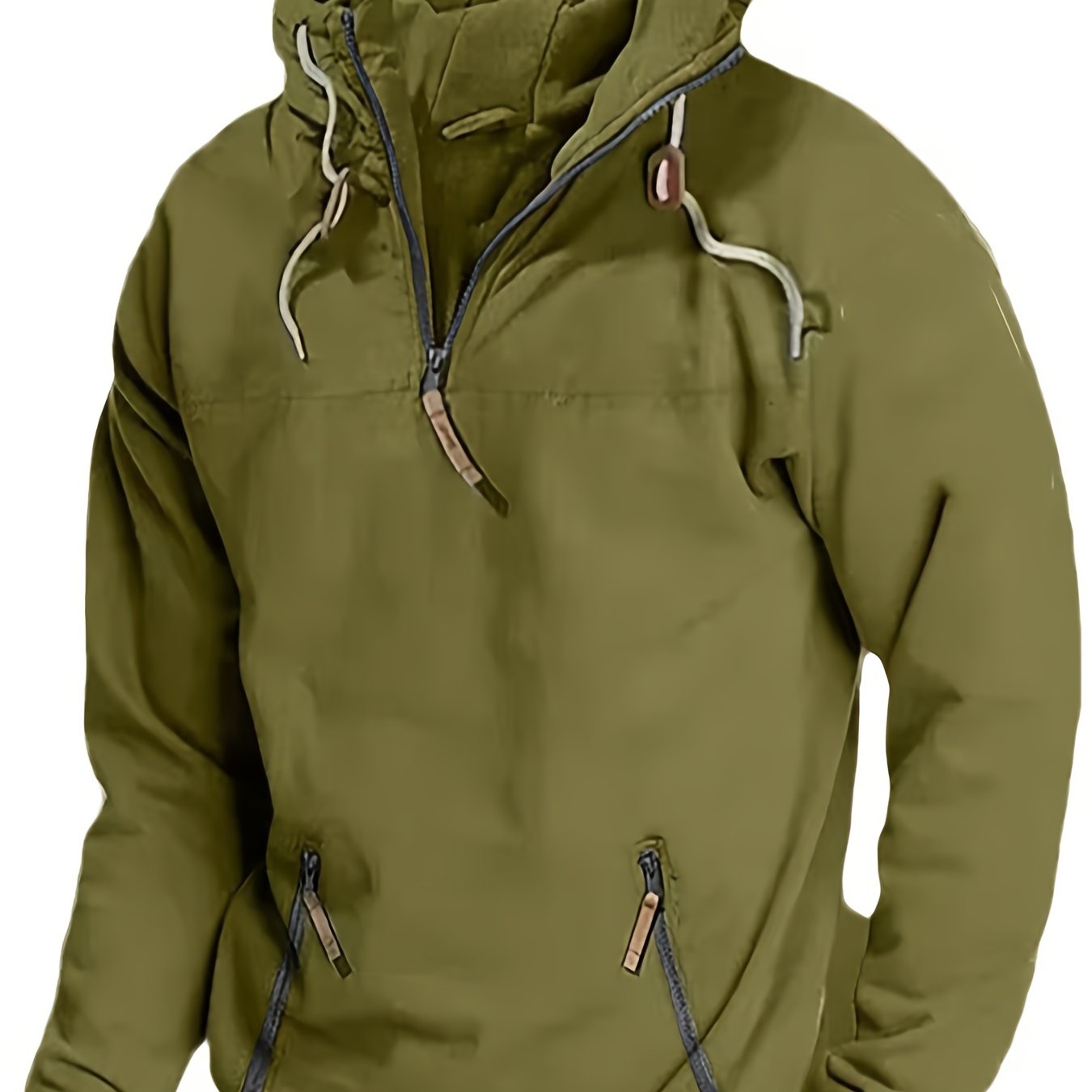 Mens Casual Long Sleeve Solid Colour 1/4 Zip Hooded Sweatshirt
