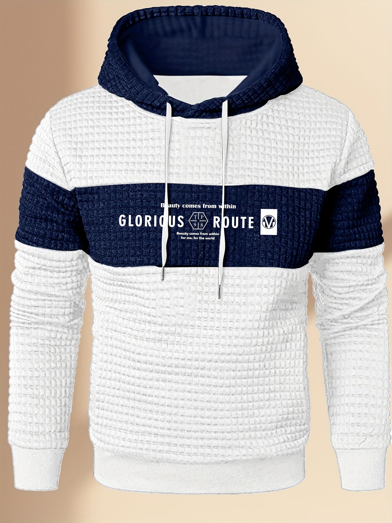 Mens Athletic Casual Long Sleeve Letter Print Hooded Sweatshirt